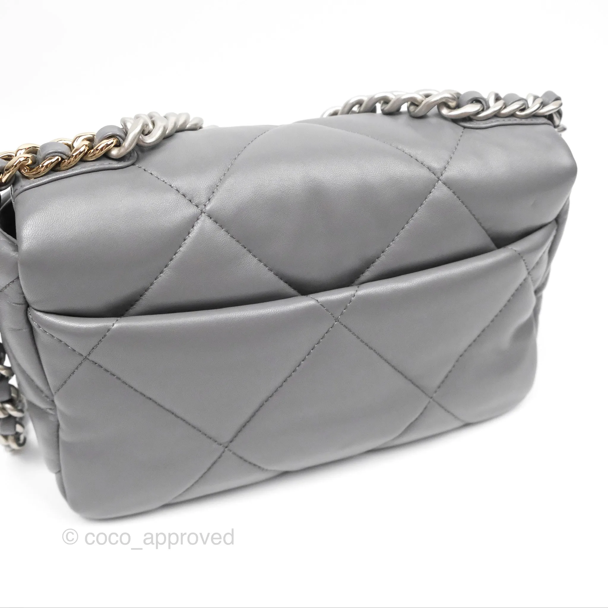 Chanel 19 Small Dark Grey Mixed Hardware