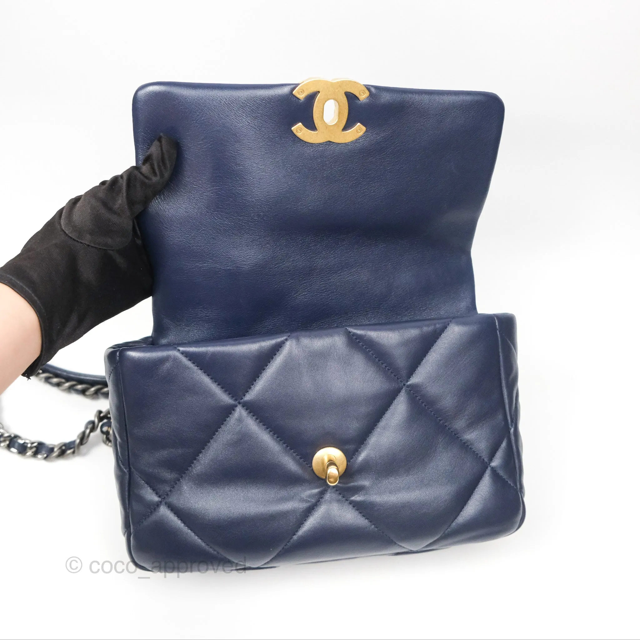 Chanel 19 Small Dark Navy Mixed Hardware