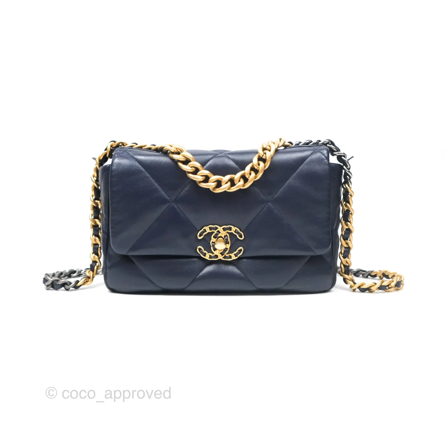 Chanel 19 Small Dark Navy Mixed Hardware