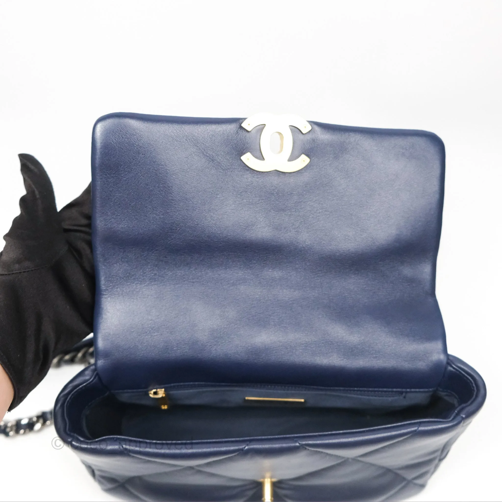 Chanel 19 Small Dark Navy Mixed Hardware