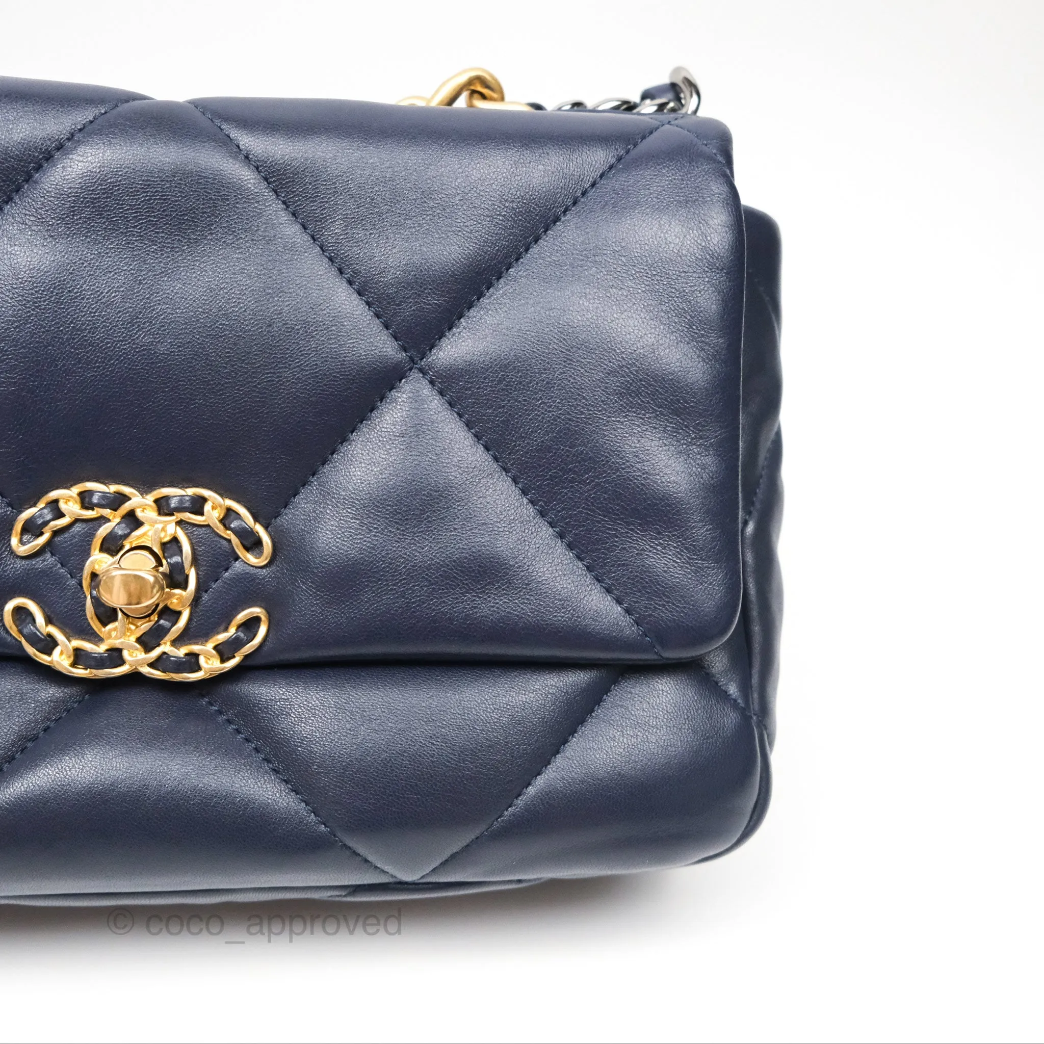 Chanel 19 Small Dark Navy Mixed Hardware