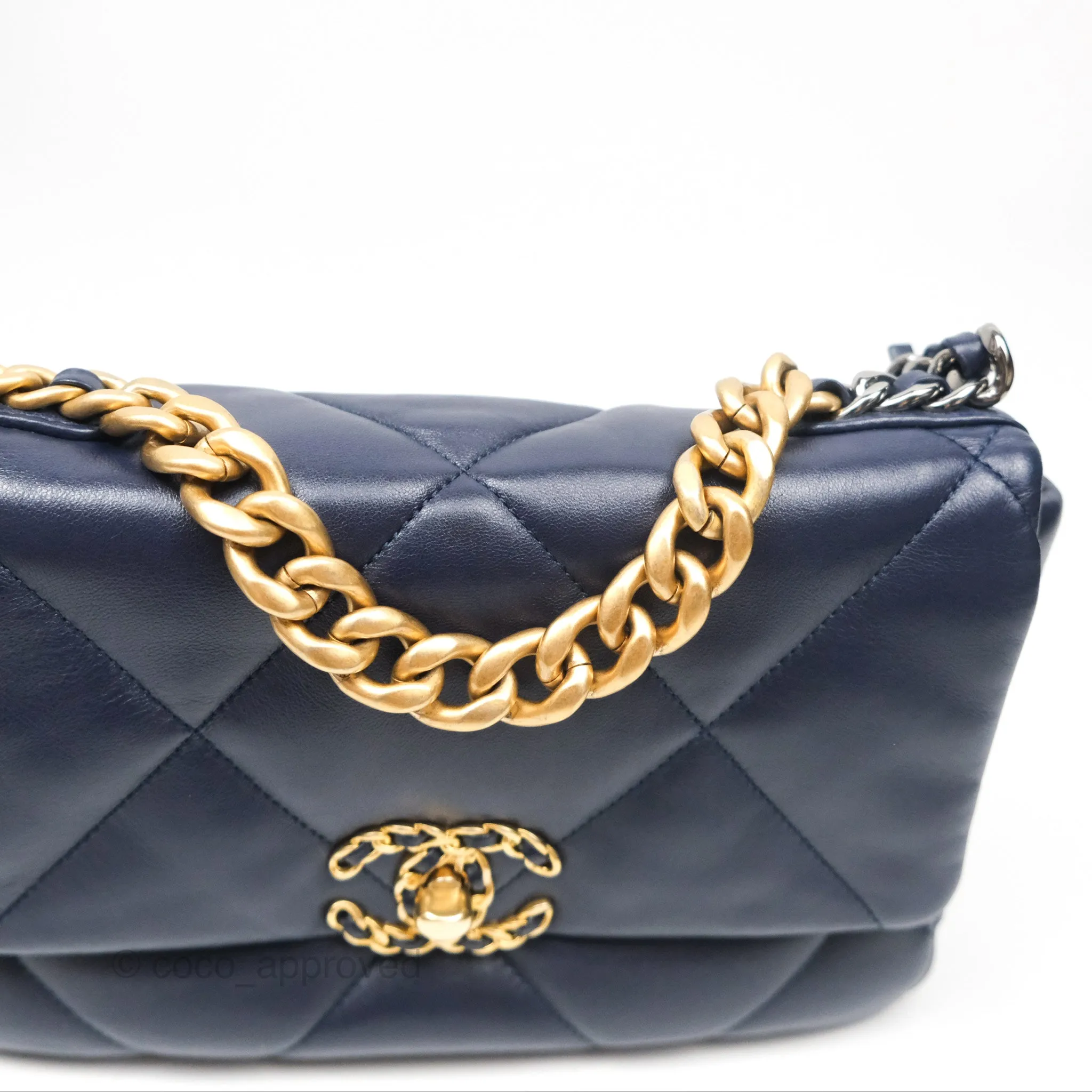 Chanel 19 Small Dark Navy Mixed Hardware