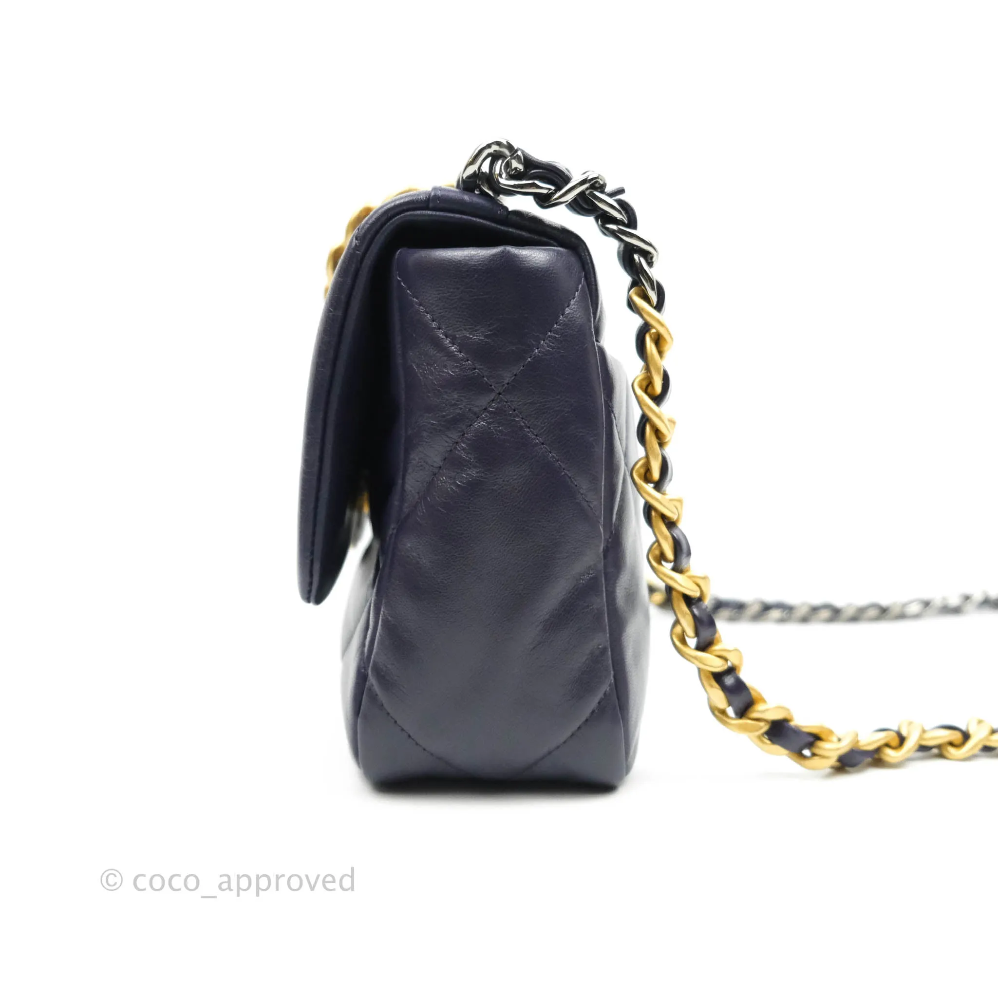 Chanel 19 Small Dark Purple Mixed Hardware