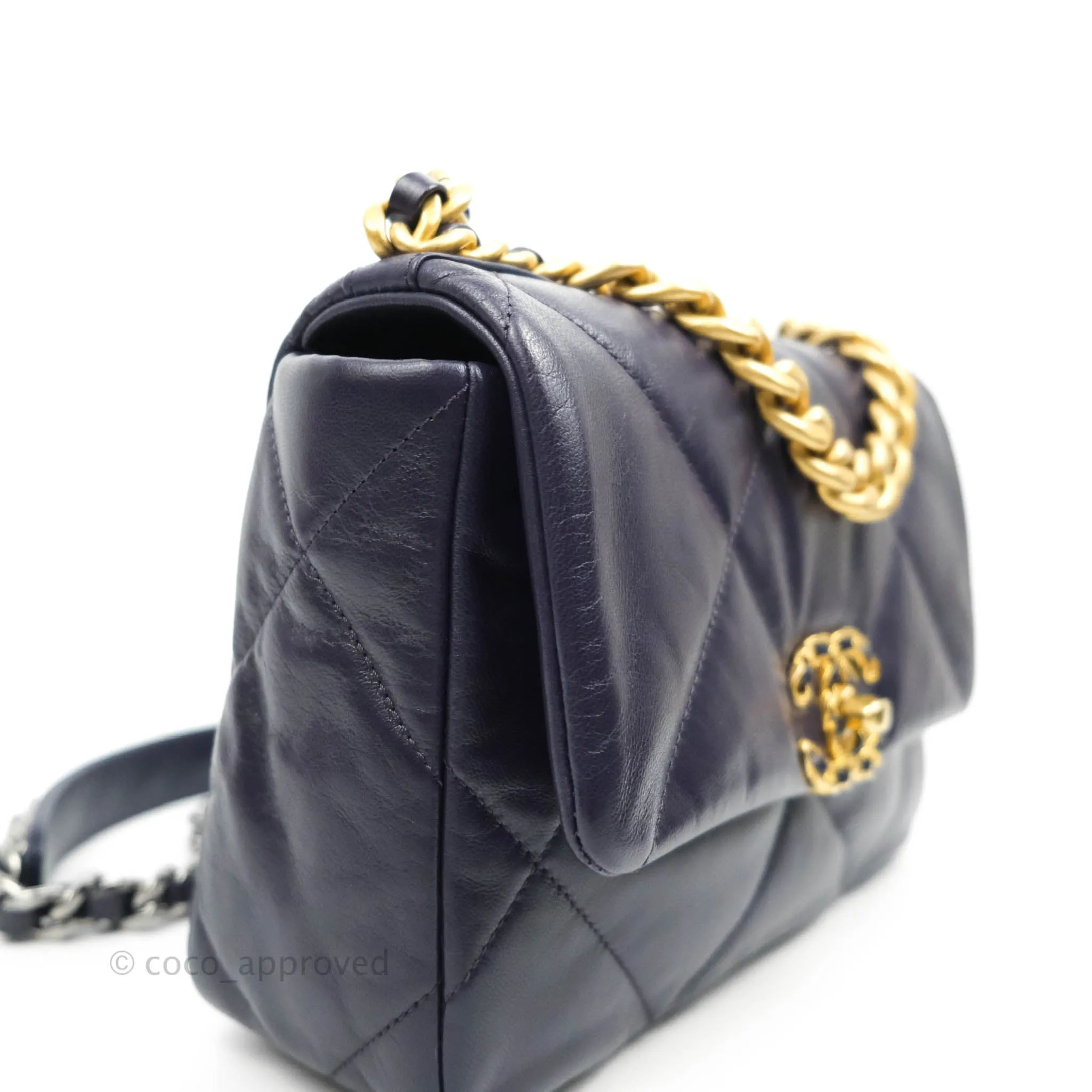 Chanel 19 Small Dark Purple Mixed Hardware
