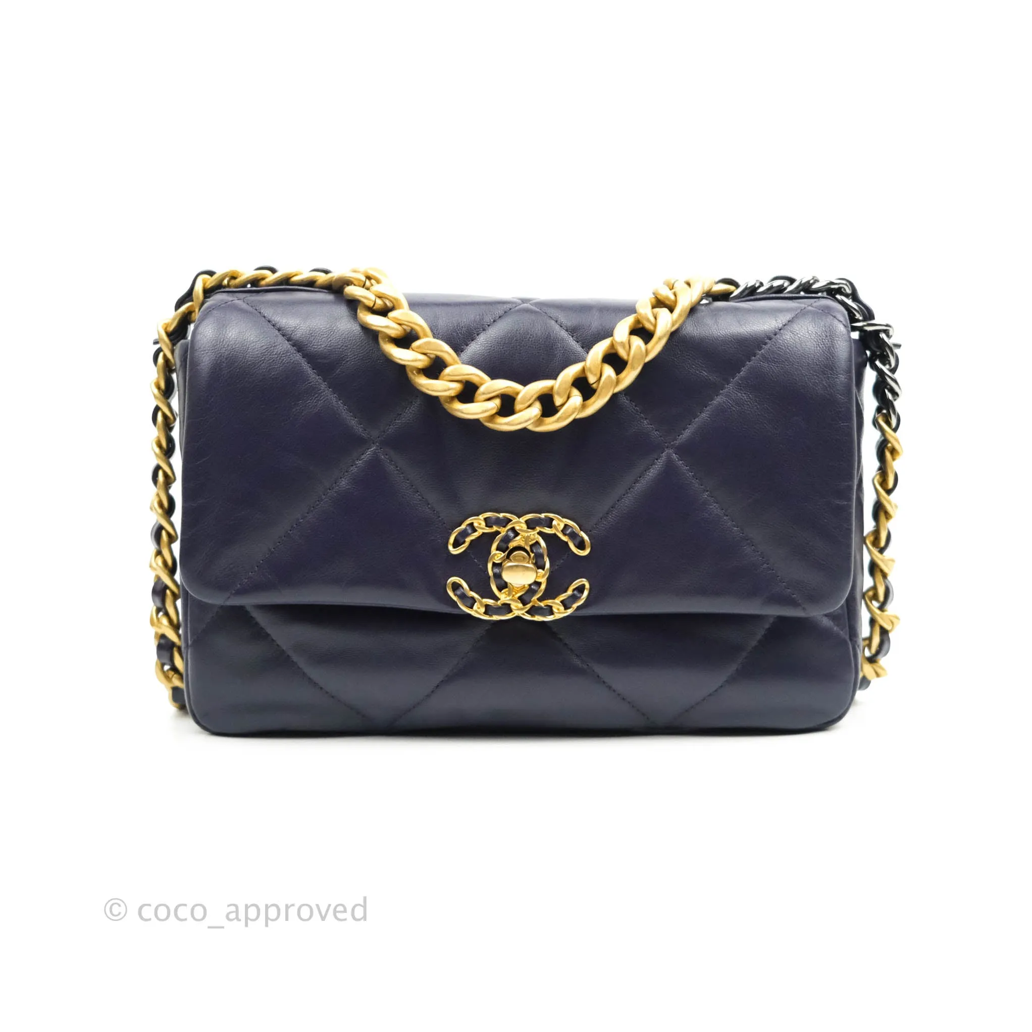 Chanel 19 Small Dark Purple Mixed Hardware