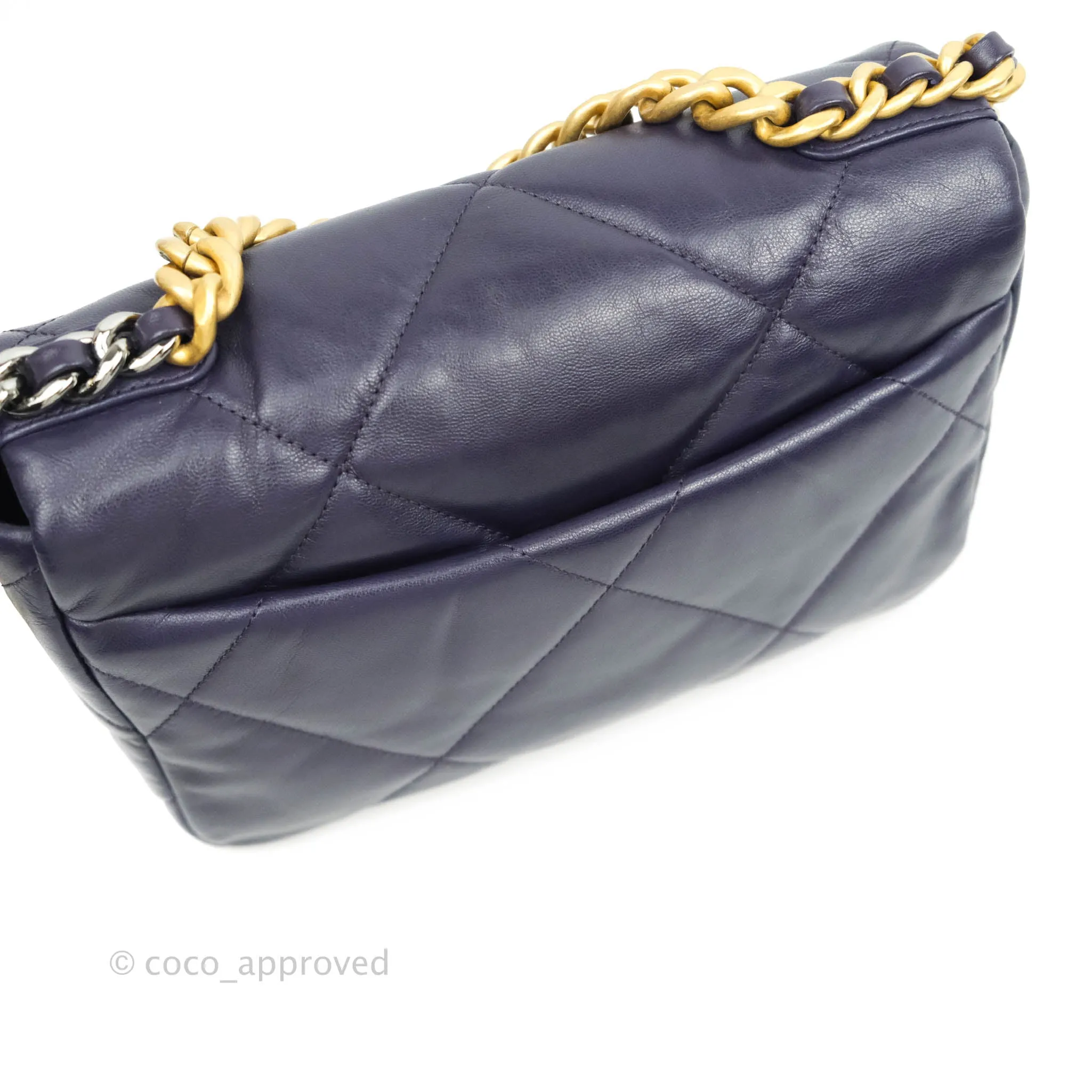 Chanel 19 Small Dark Purple Mixed Hardware