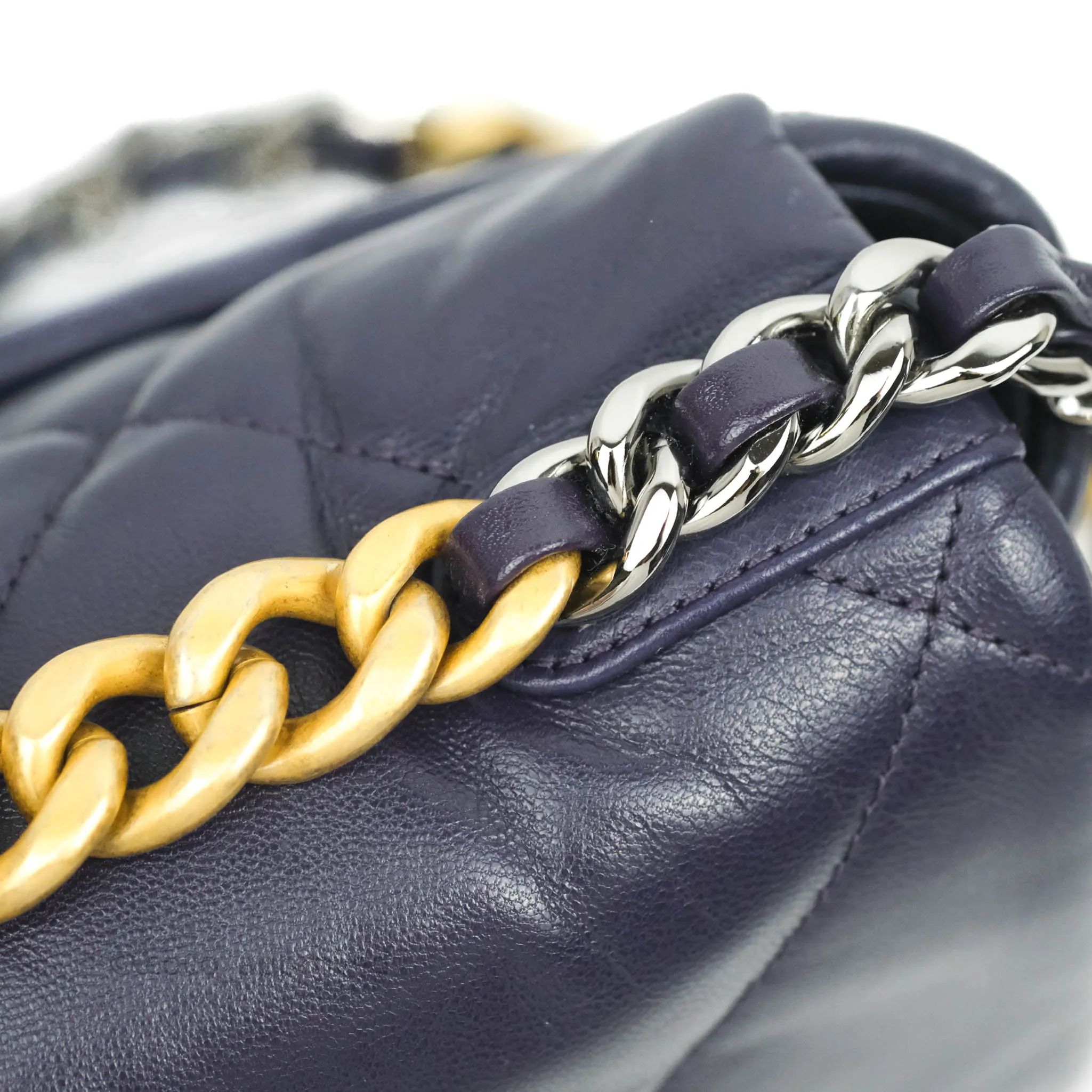 Chanel 19 Small Dark Purple Mixed Hardware