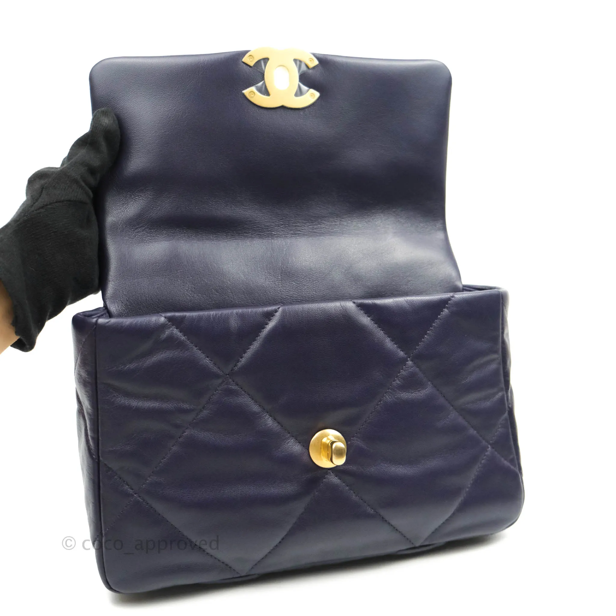 Chanel 19 Small Dark Purple Mixed Hardware