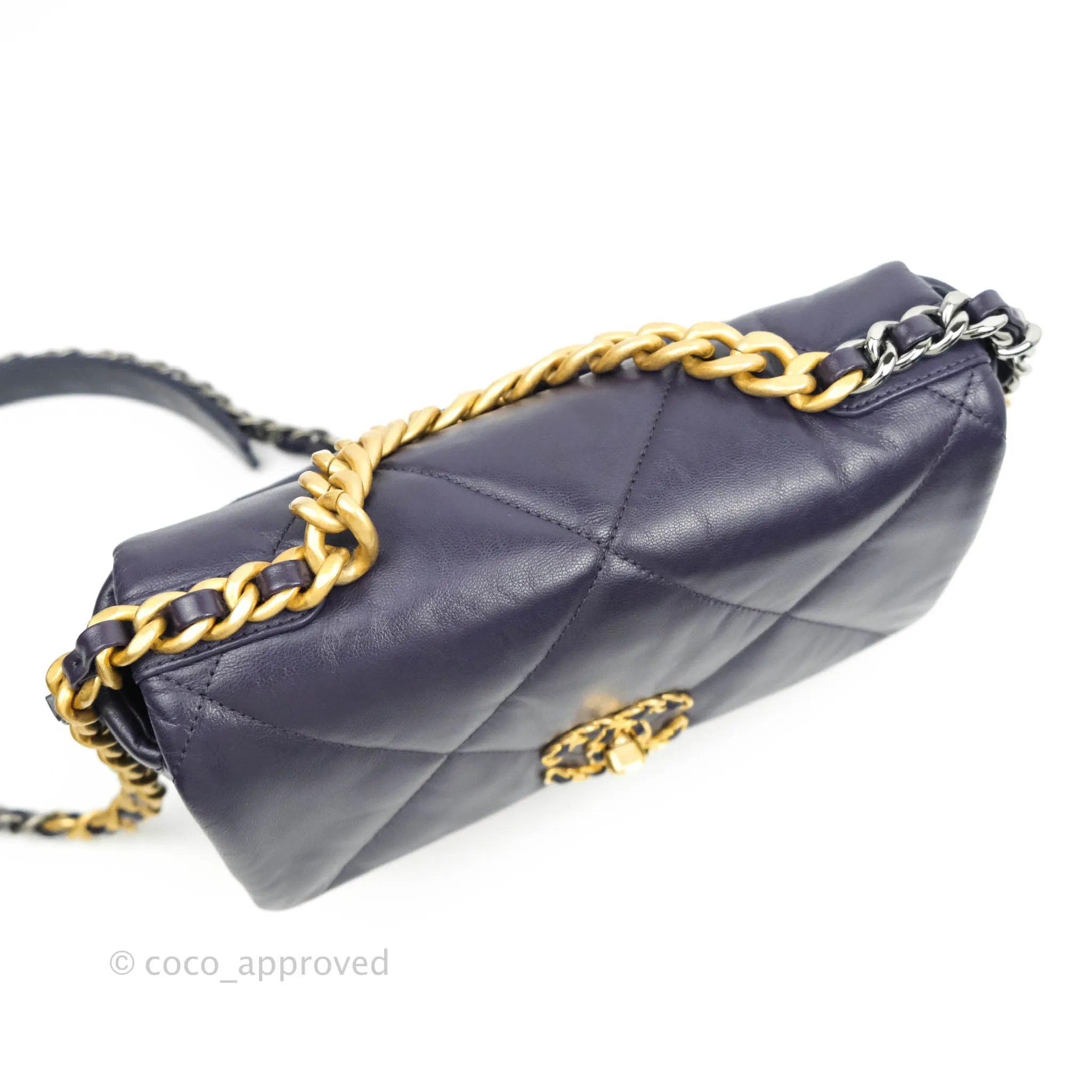Chanel 19 Small Dark Purple Mixed Hardware