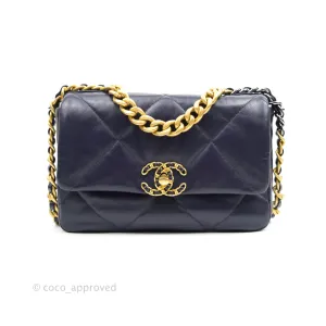 Chanel 19 Small Dark Purple Mixed Hardware