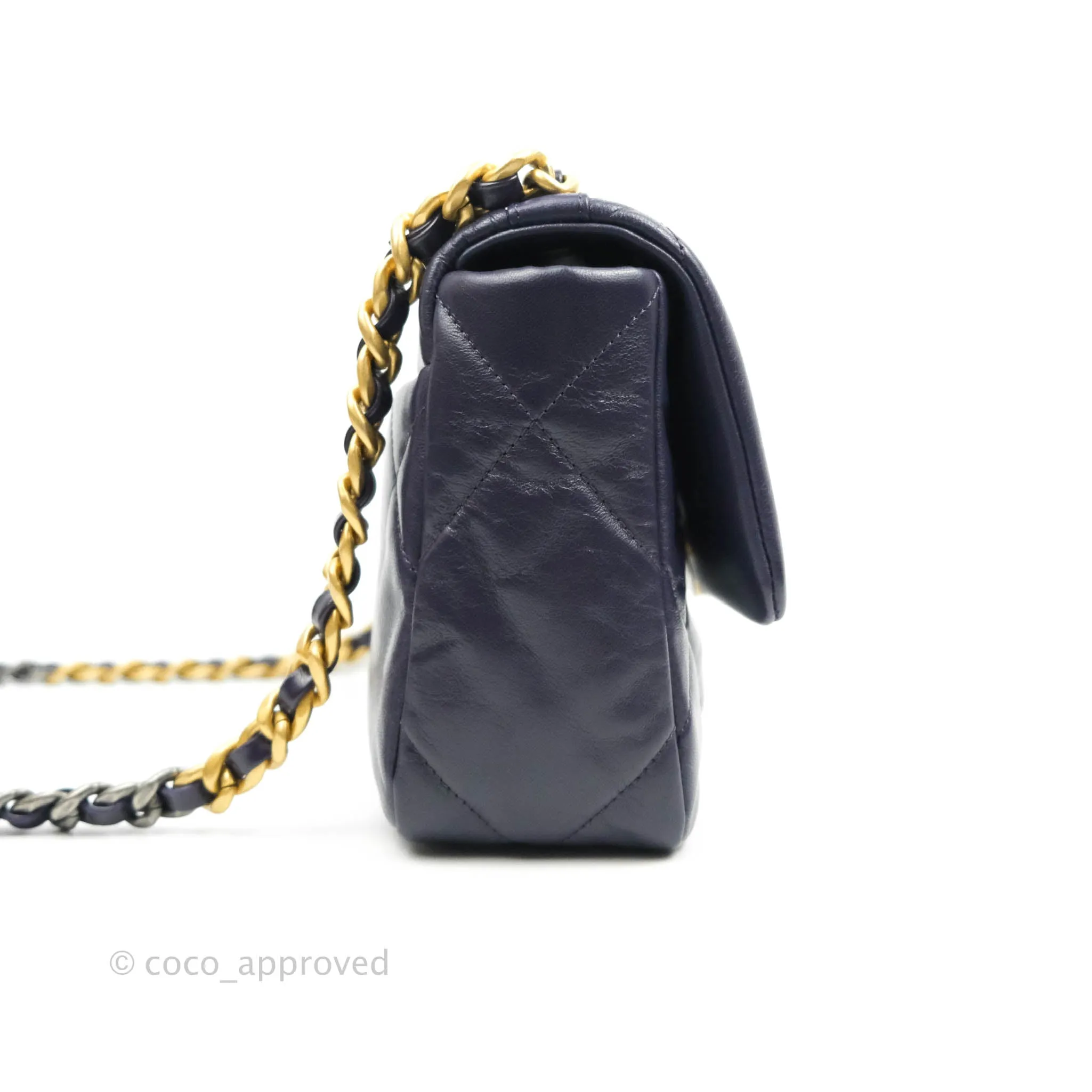 Chanel 19 Small Dark Purple Mixed Hardware