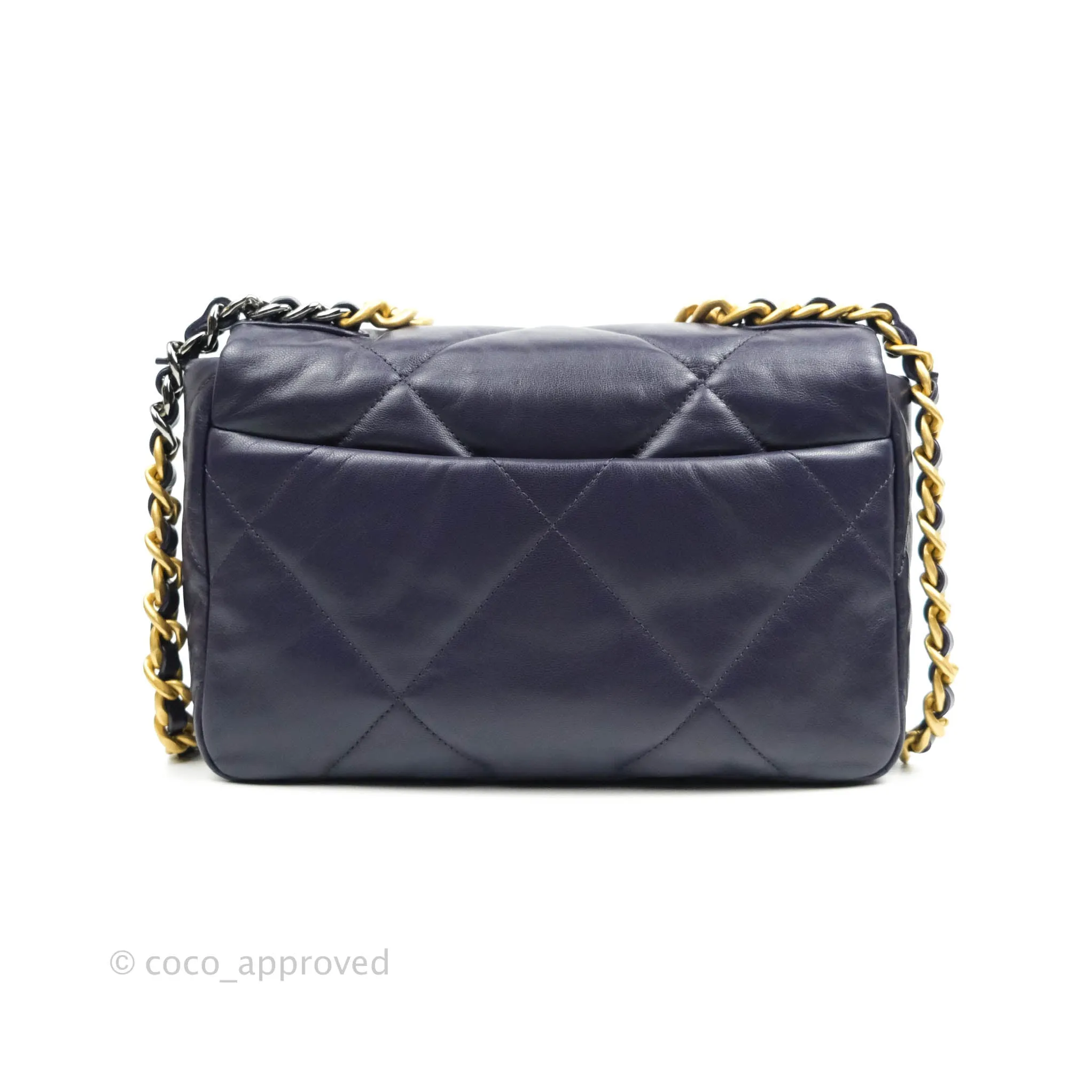 Chanel 19 Small Dark Purple Mixed Hardware