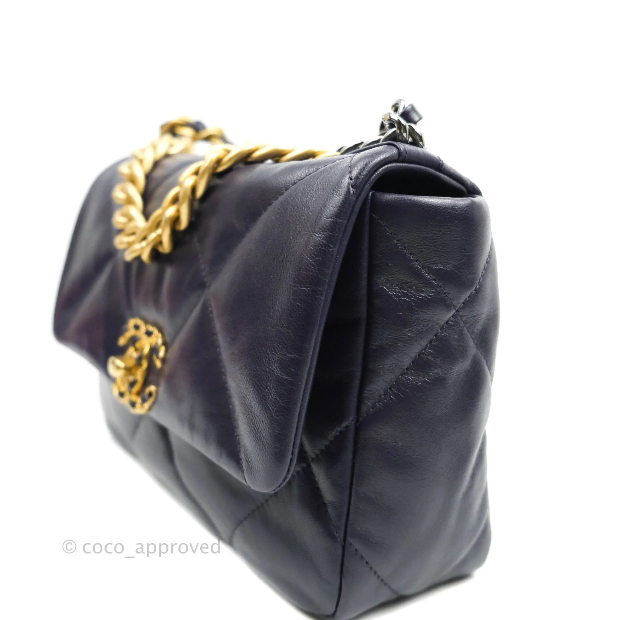 Chanel 19 Small Dark Purple Mixed Hardware