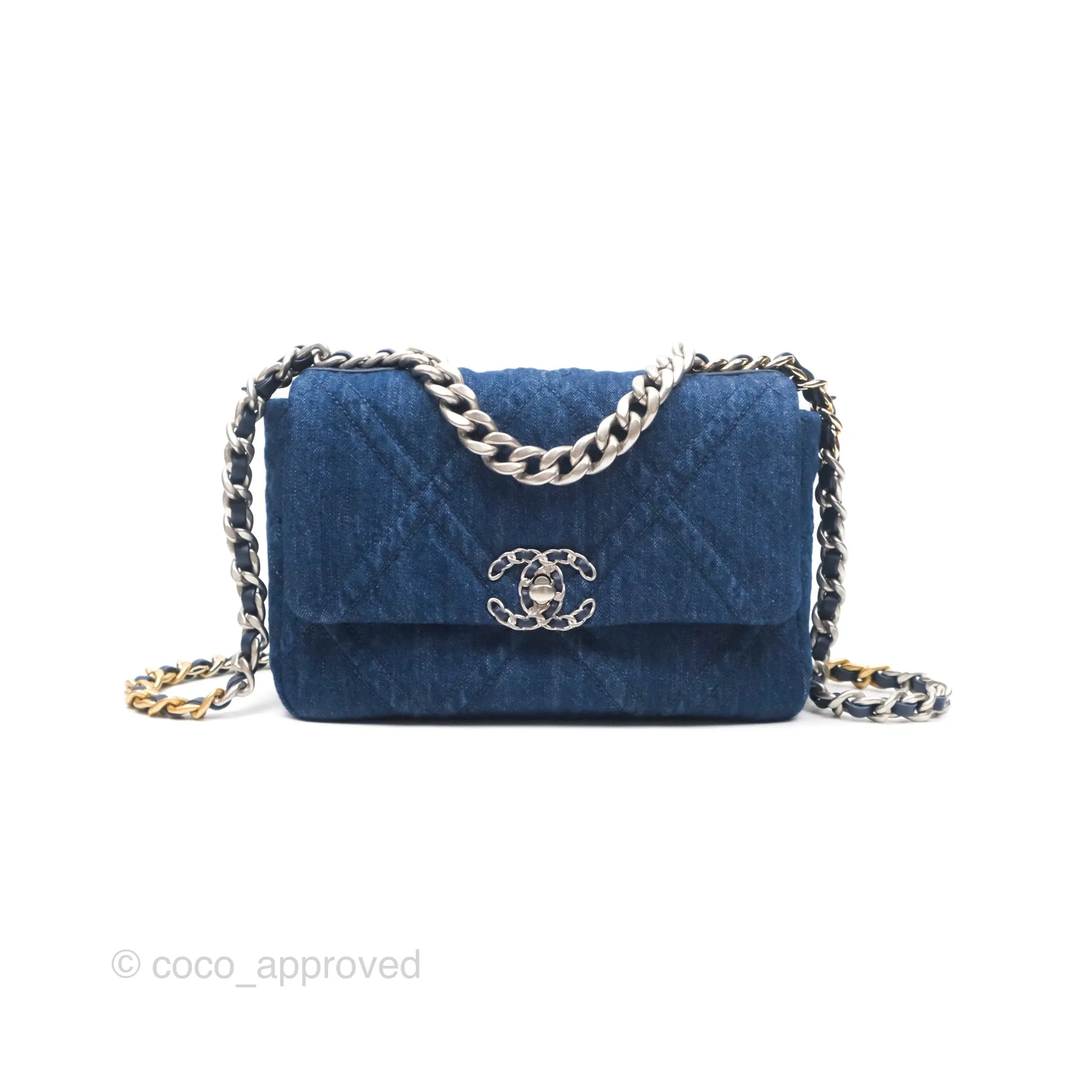 Chanel 19 Small Denim Fabric Mixed Hardware 22P