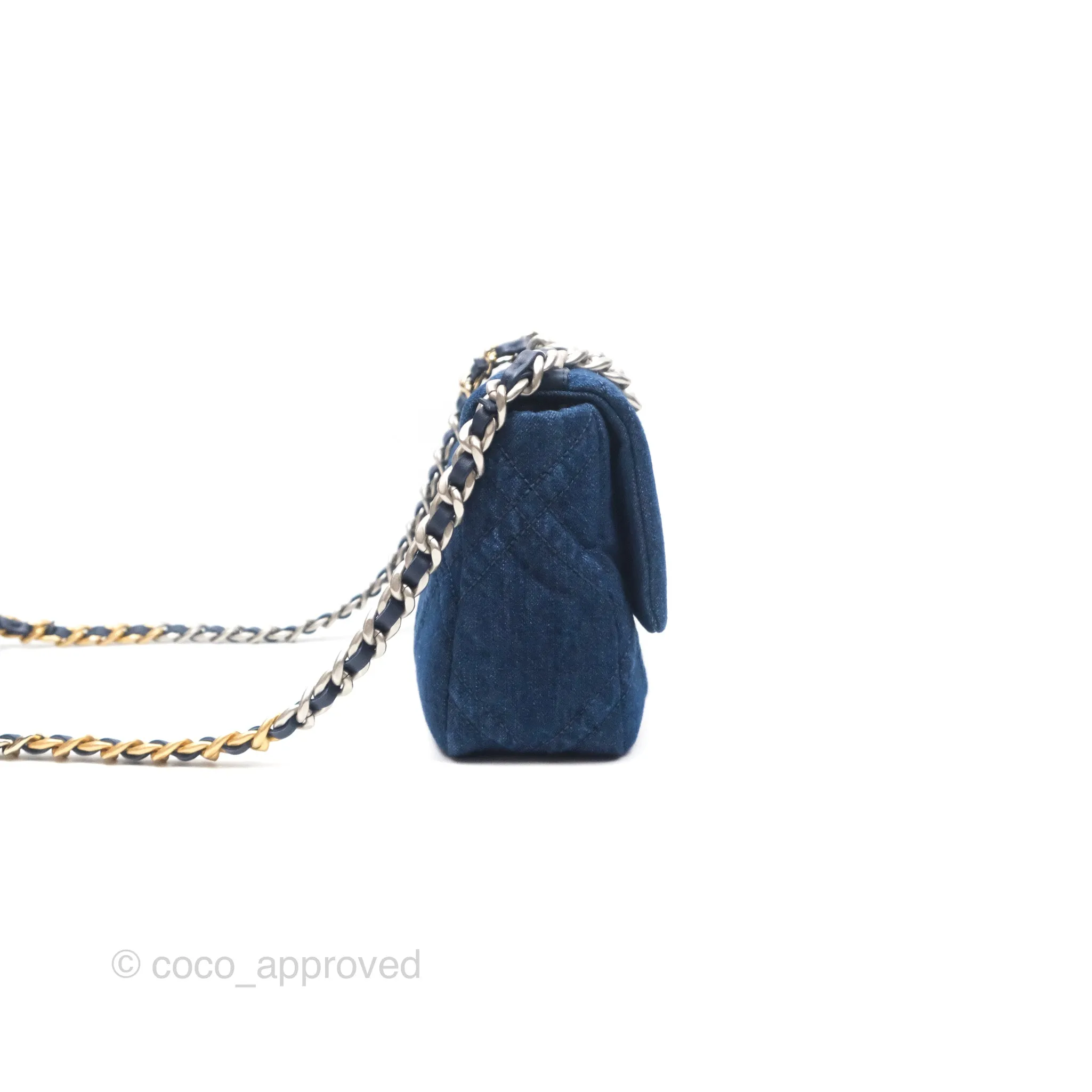 Chanel 19 Small Denim Fabric Mixed Hardware 22P