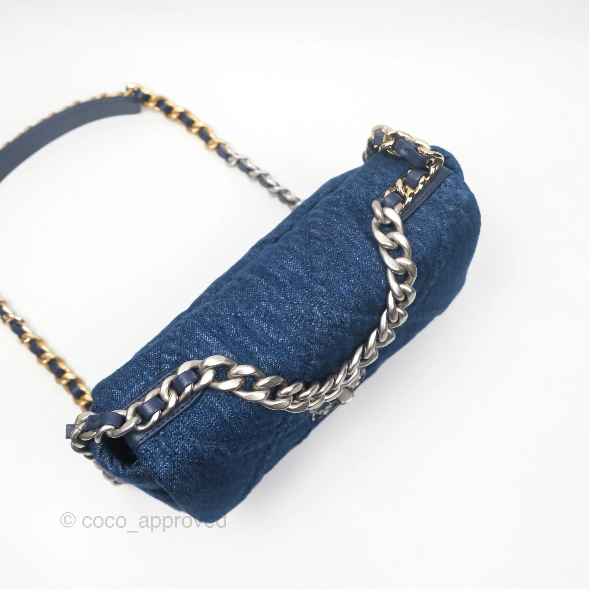 Chanel 19 Small Denim Fabric Mixed Hardware 22P
