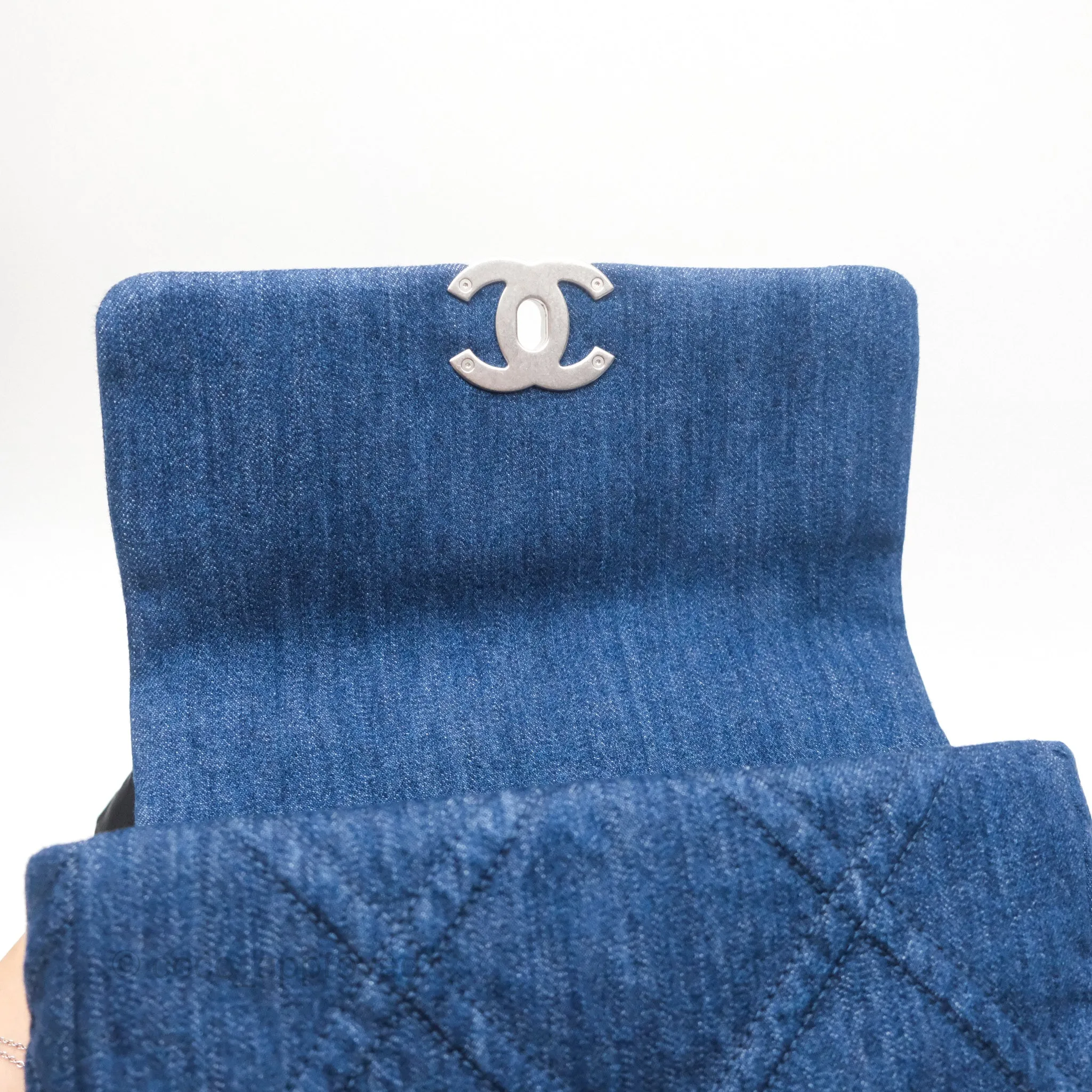 Chanel 19 Small Denim Fabric Mixed Hardware 22P