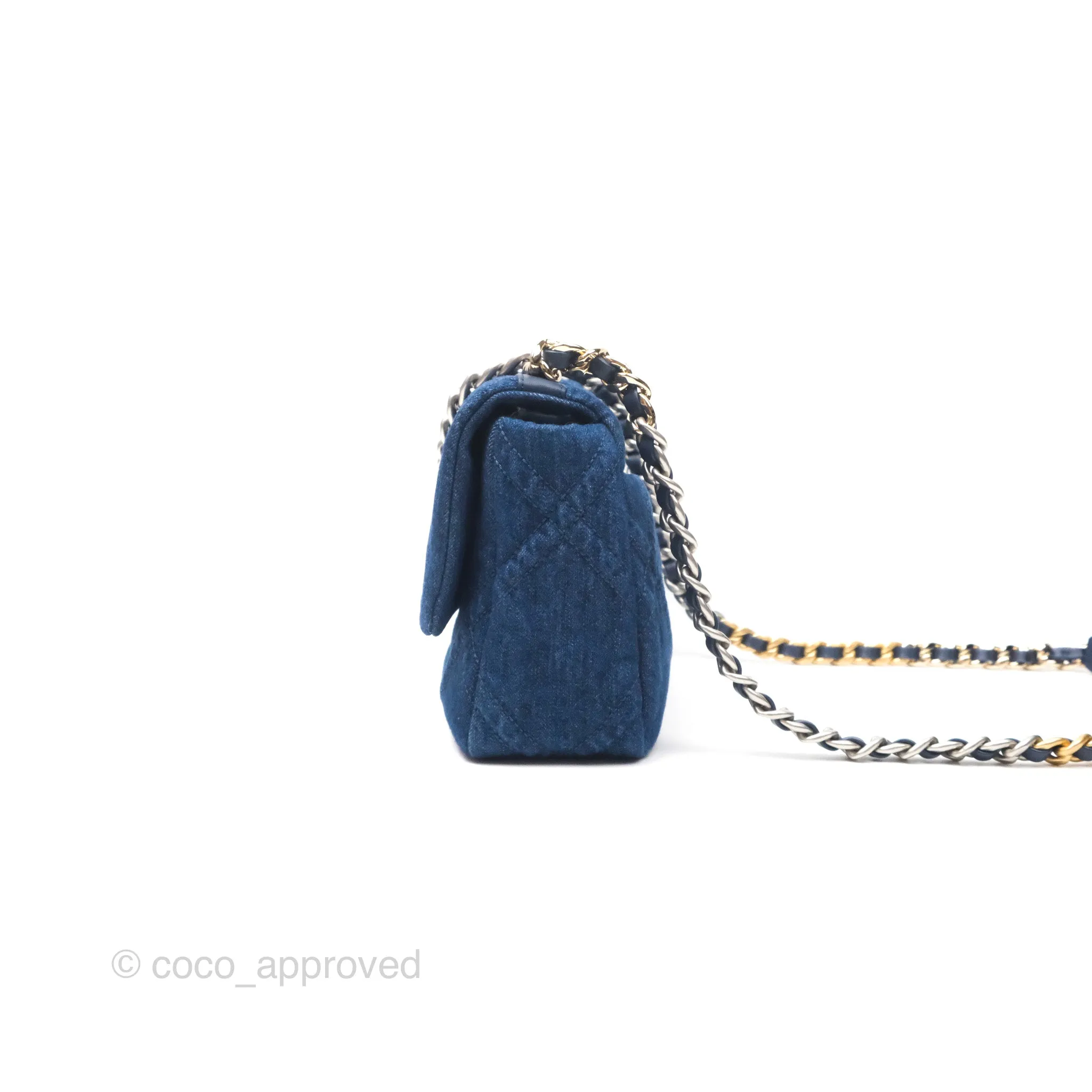 Chanel 19 Small Denim Fabric Mixed Hardware 22P