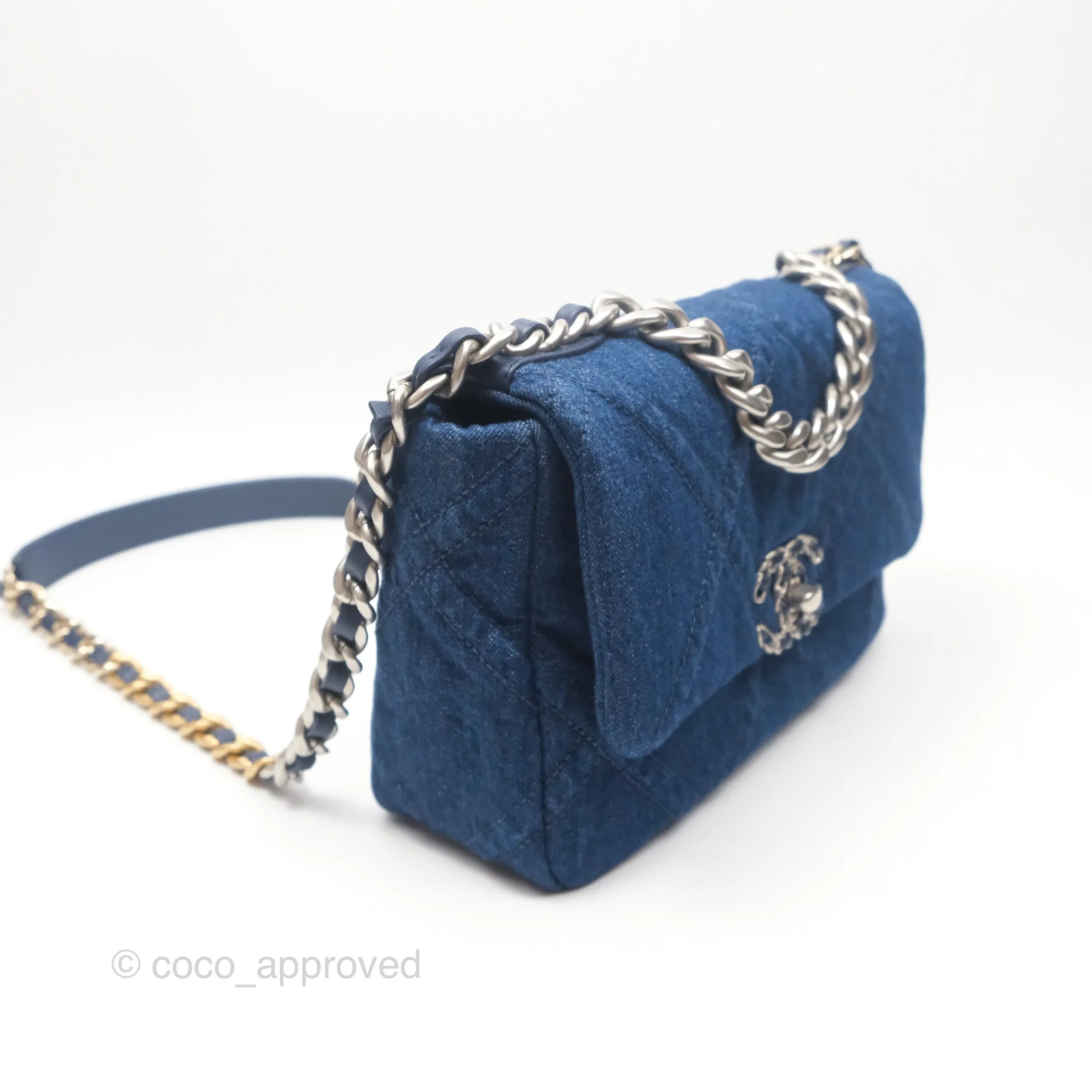 Chanel 19 Small Denim Fabric Mixed Hardware 22P
