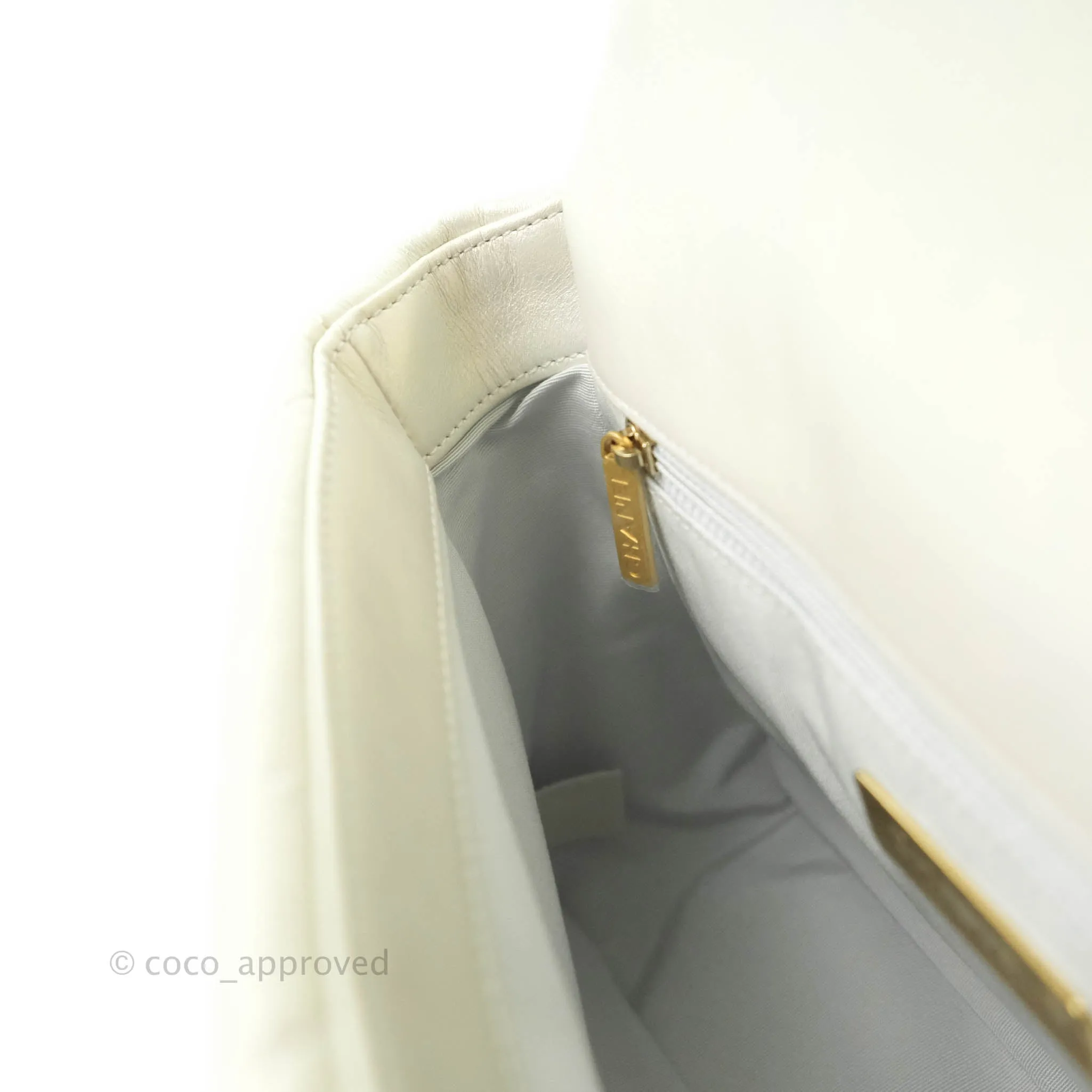 Chanel 19 Small Iridescent White Mixed Hardware