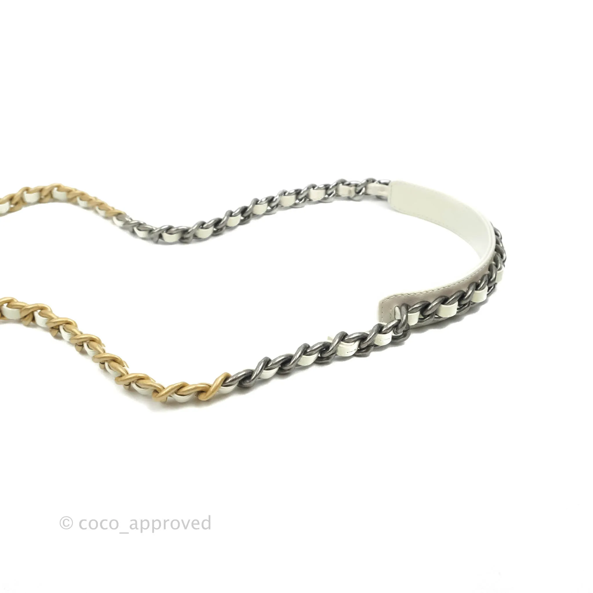 Chanel 19 Small Iridescent White Mixed Hardware