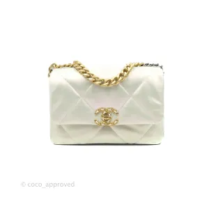 Chanel 19 Small Iridescent White Mixed Hardware