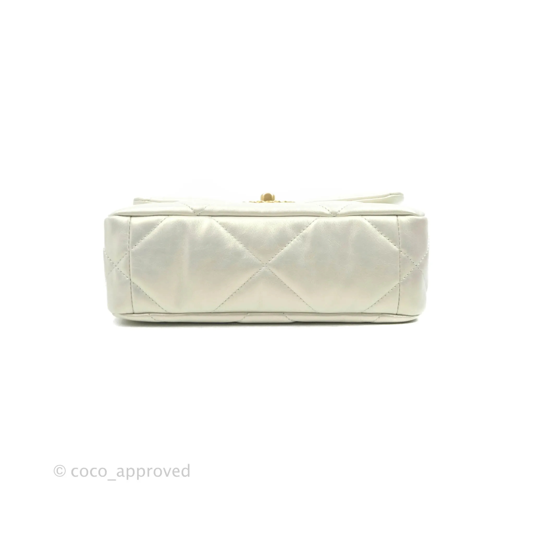 Chanel 19 Small Iridescent White Mixed Hardware