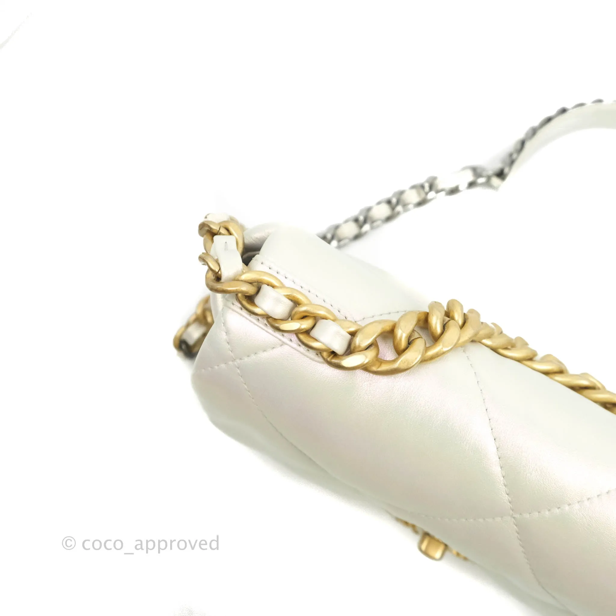 Chanel 19 Small Iridescent White Mixed Hardware