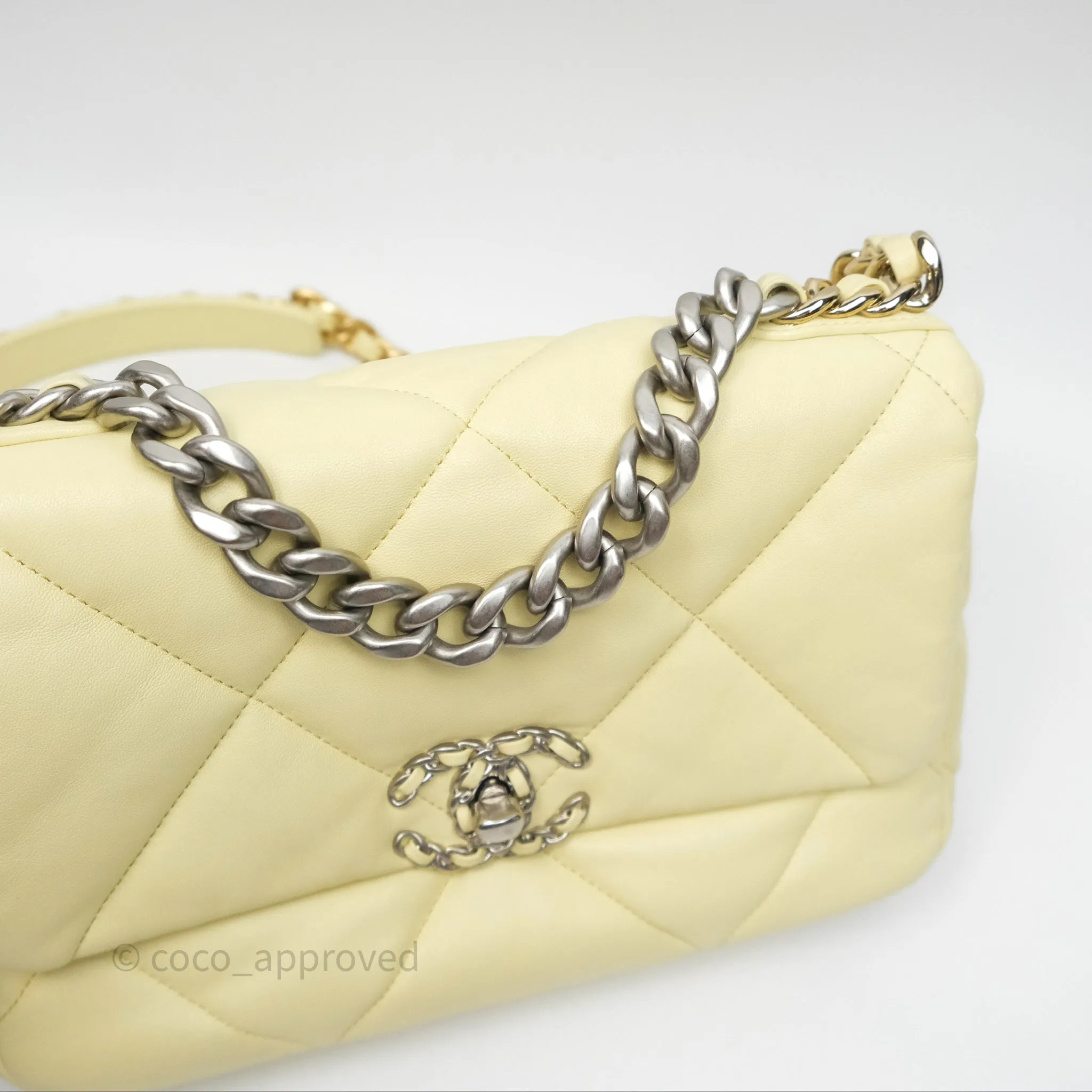 Chanel 19 Small Light Yellow Mixed Hardware