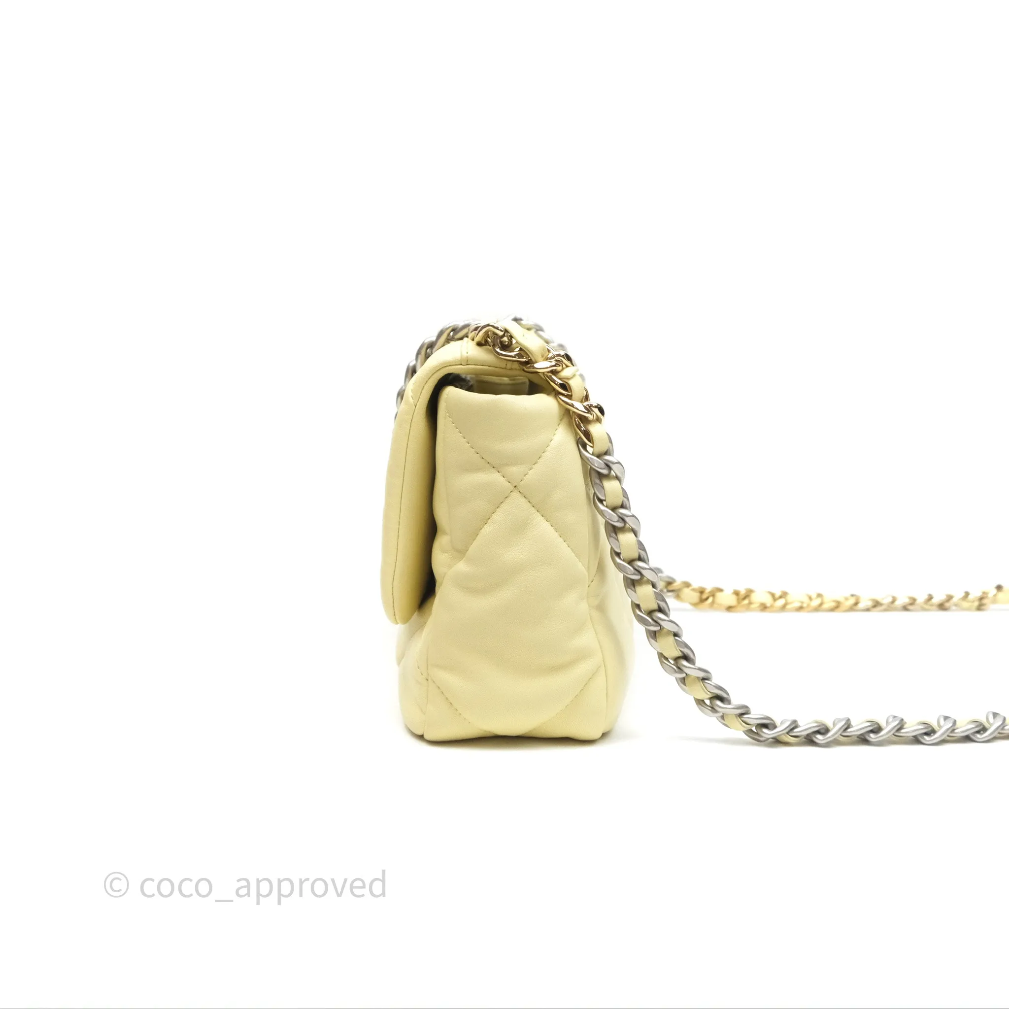 Chanel 19 Small Light Yellow Mixed Hardware