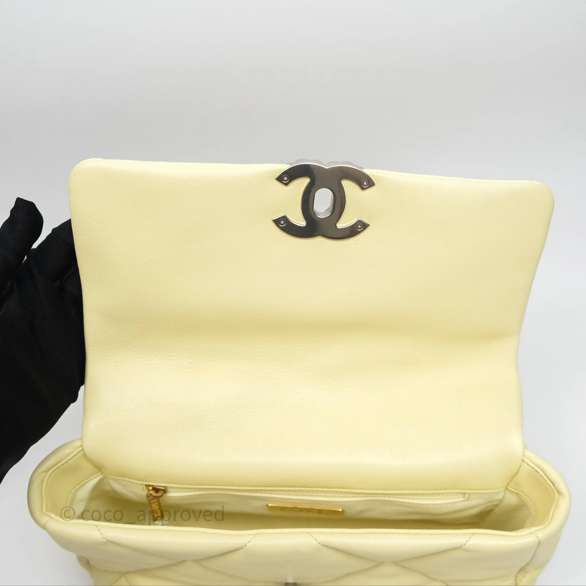 Chanel 19 Small Light Yellow Mixed Hardware