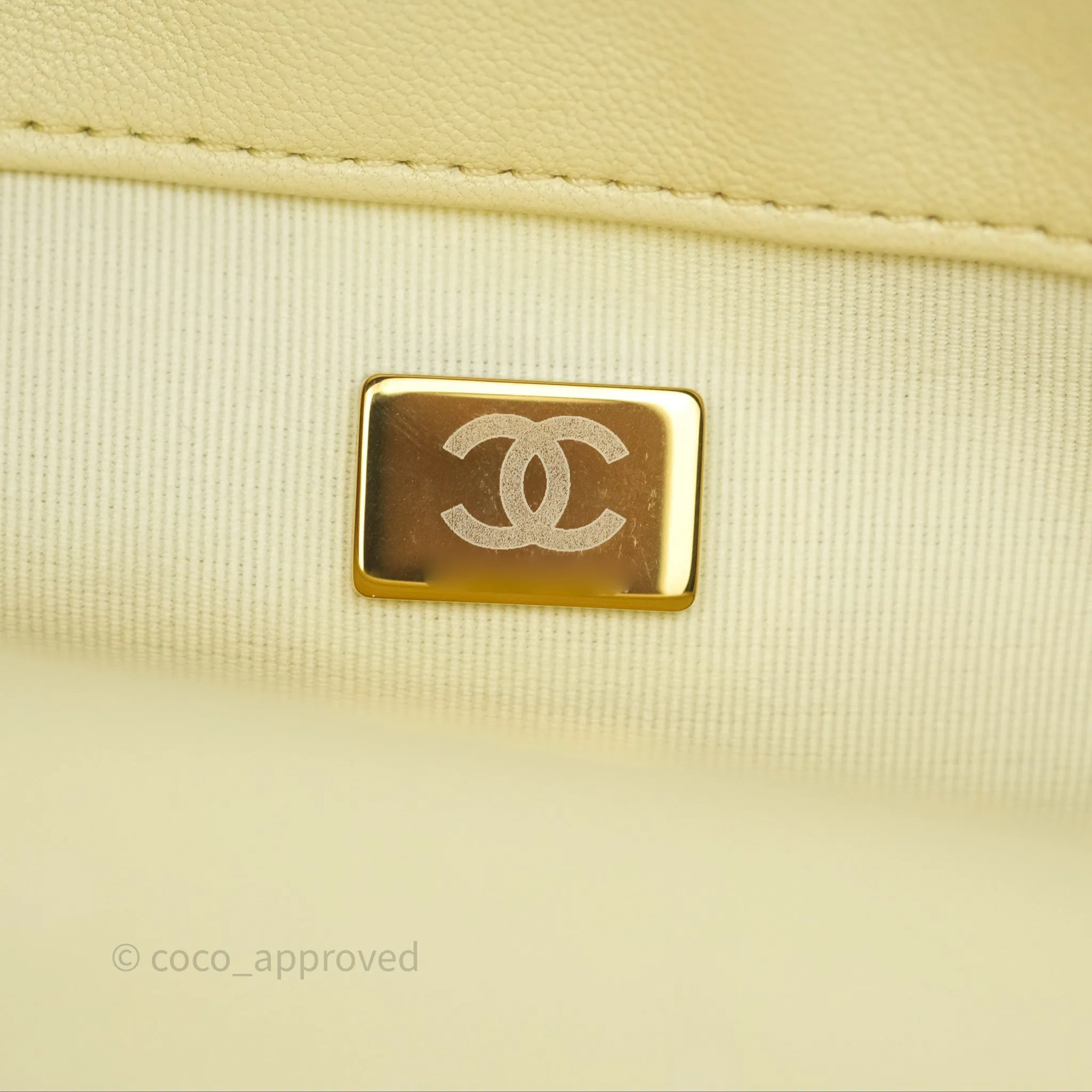 Chanel 19 Small Light Yellow Mixed Hardware