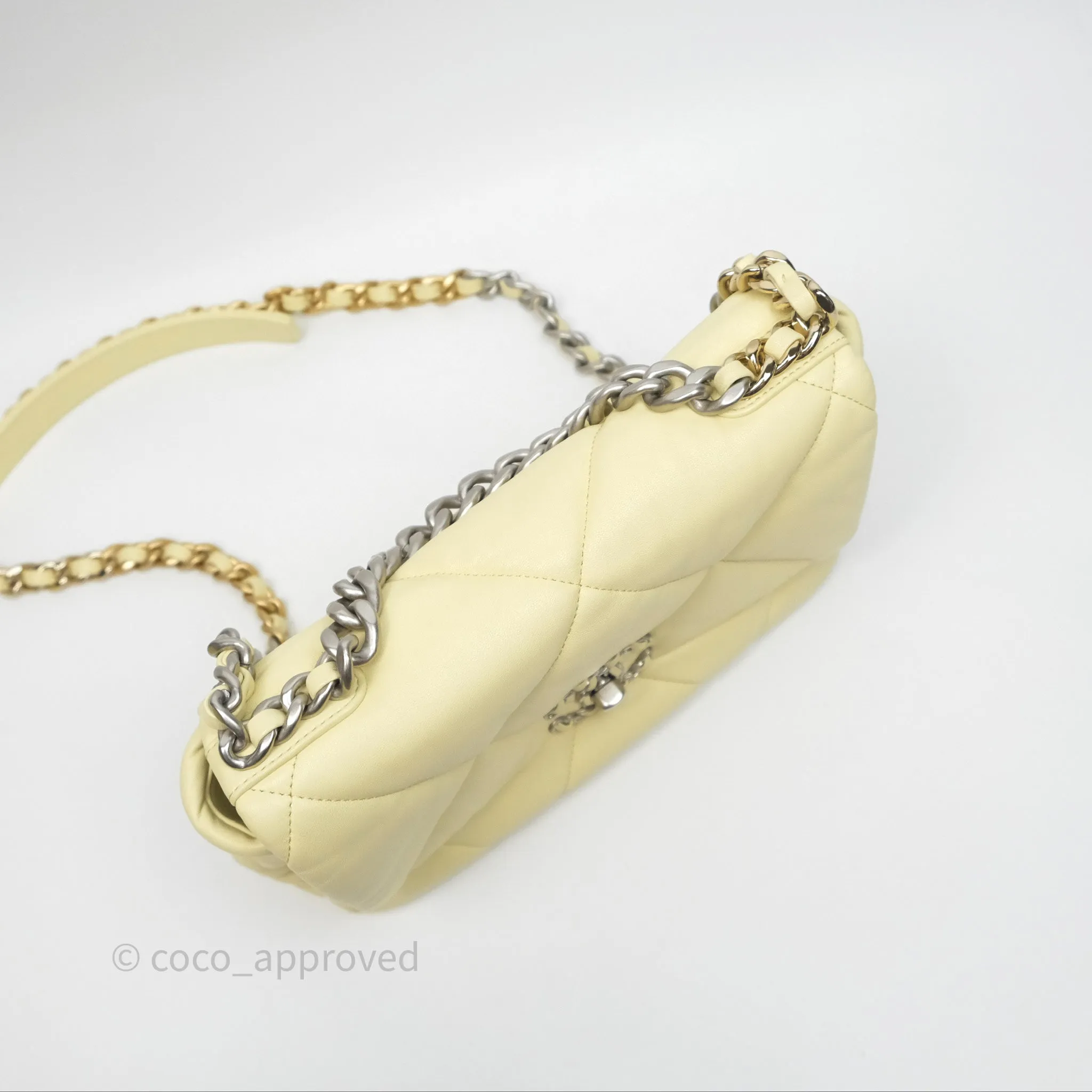 Chanel 19 Small Light Yellow Mixed Hardware