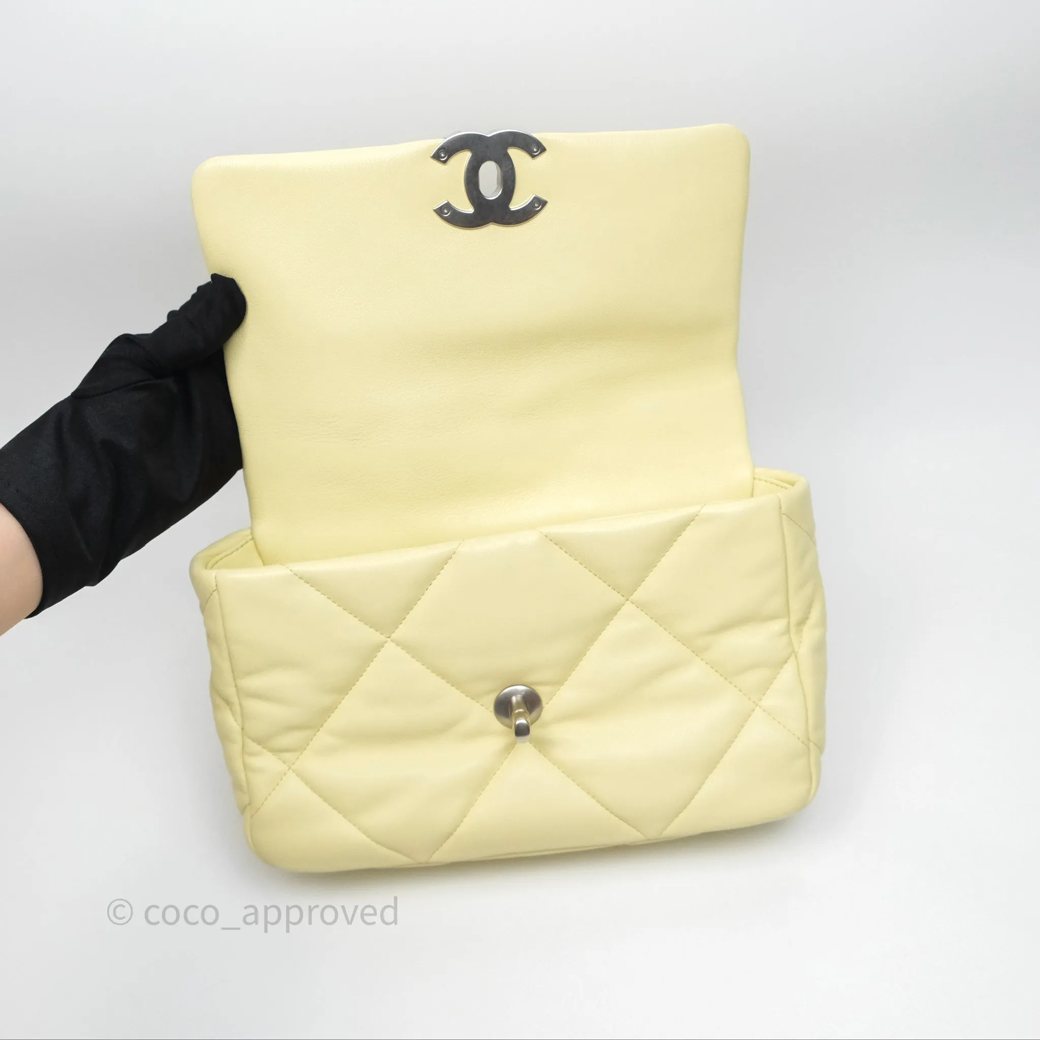 Chanel 19 Small Light Yellow Mixed Hardware