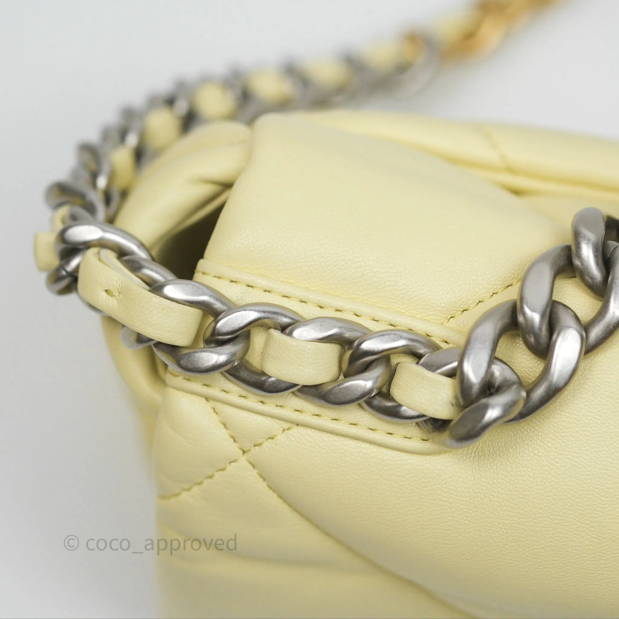 Chanel 19 Small Light Yellow Mixed Hardware