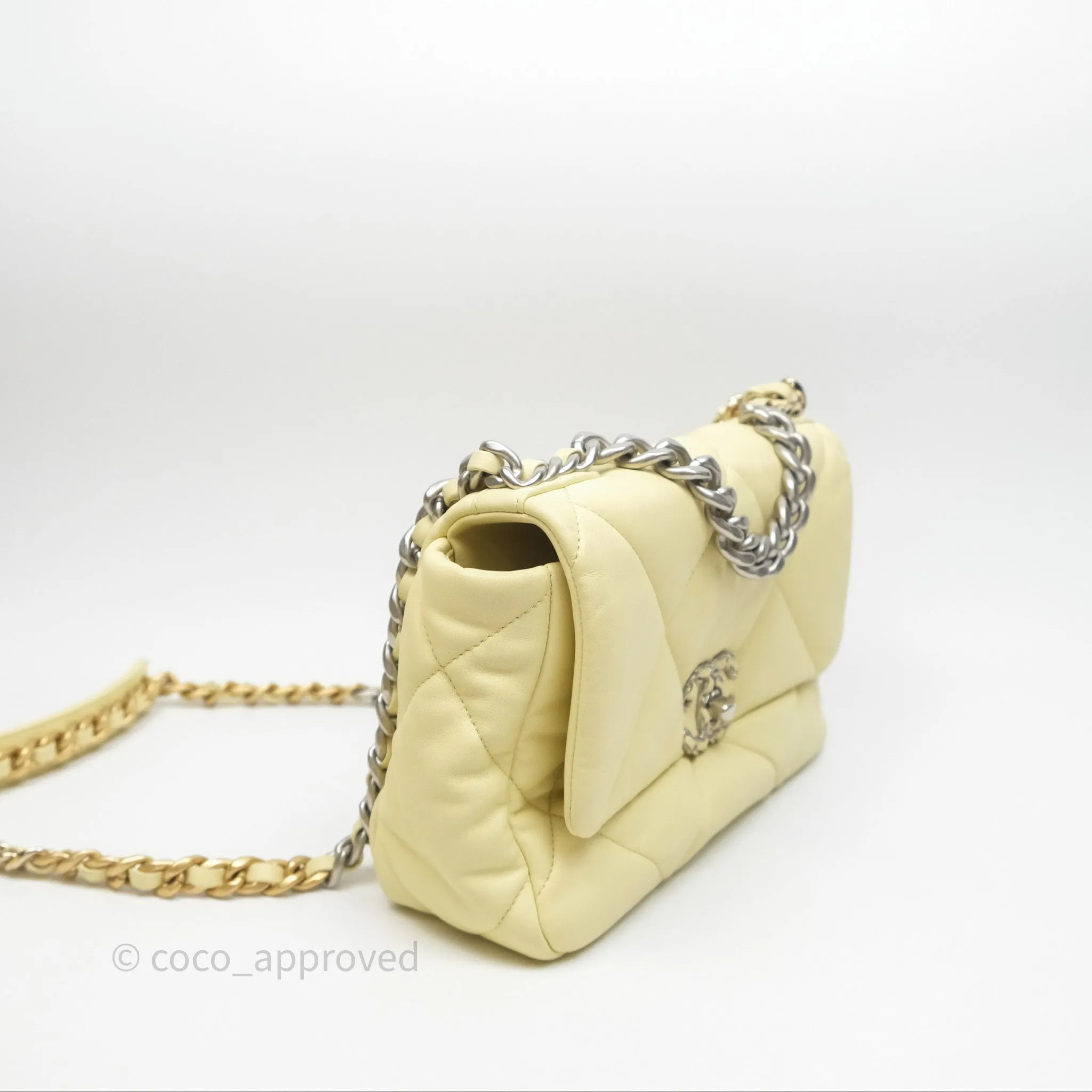 Chanel 19 Small Light Yellow Mixed Hardware