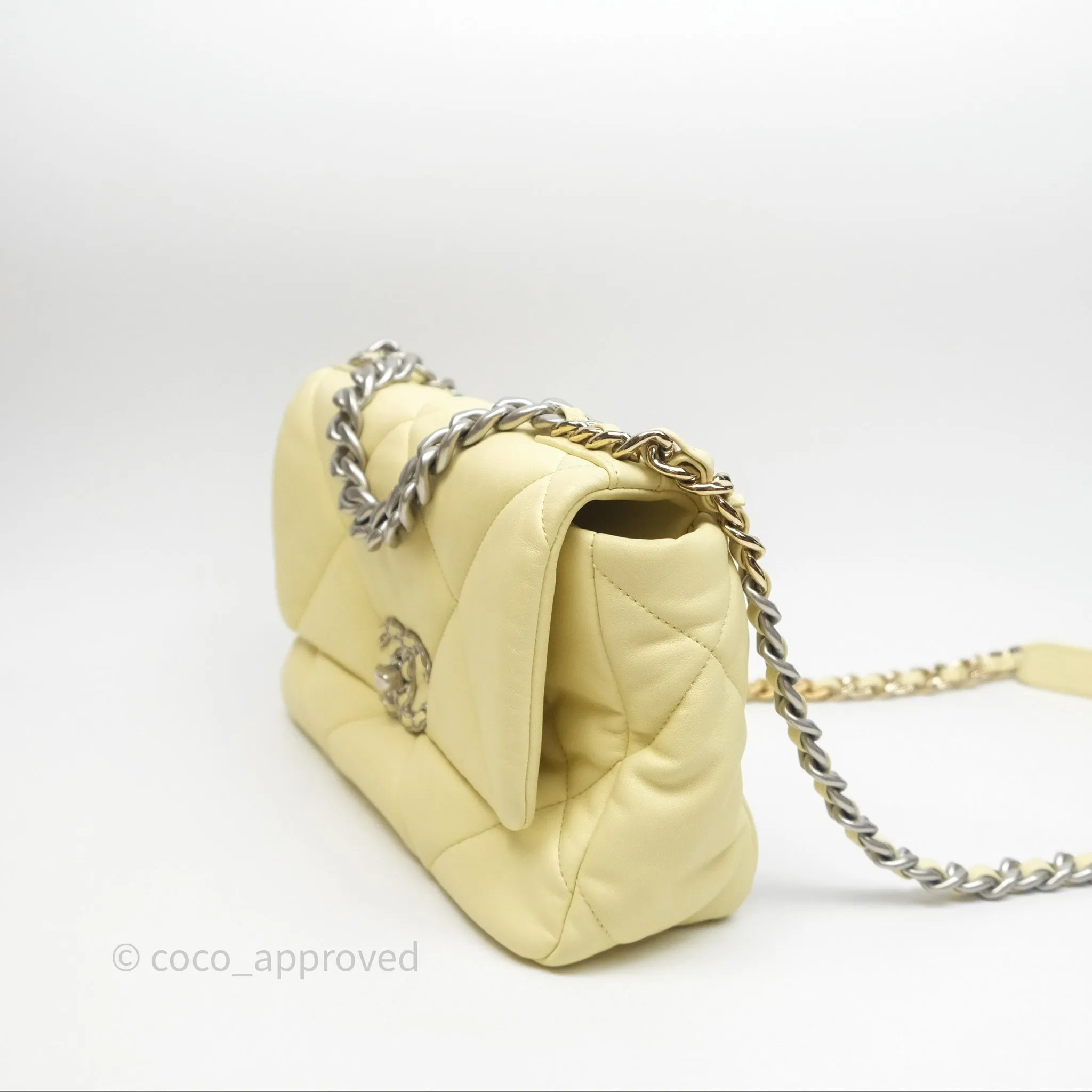 Chanel 19 Small Light Yellow Mixed Hardware