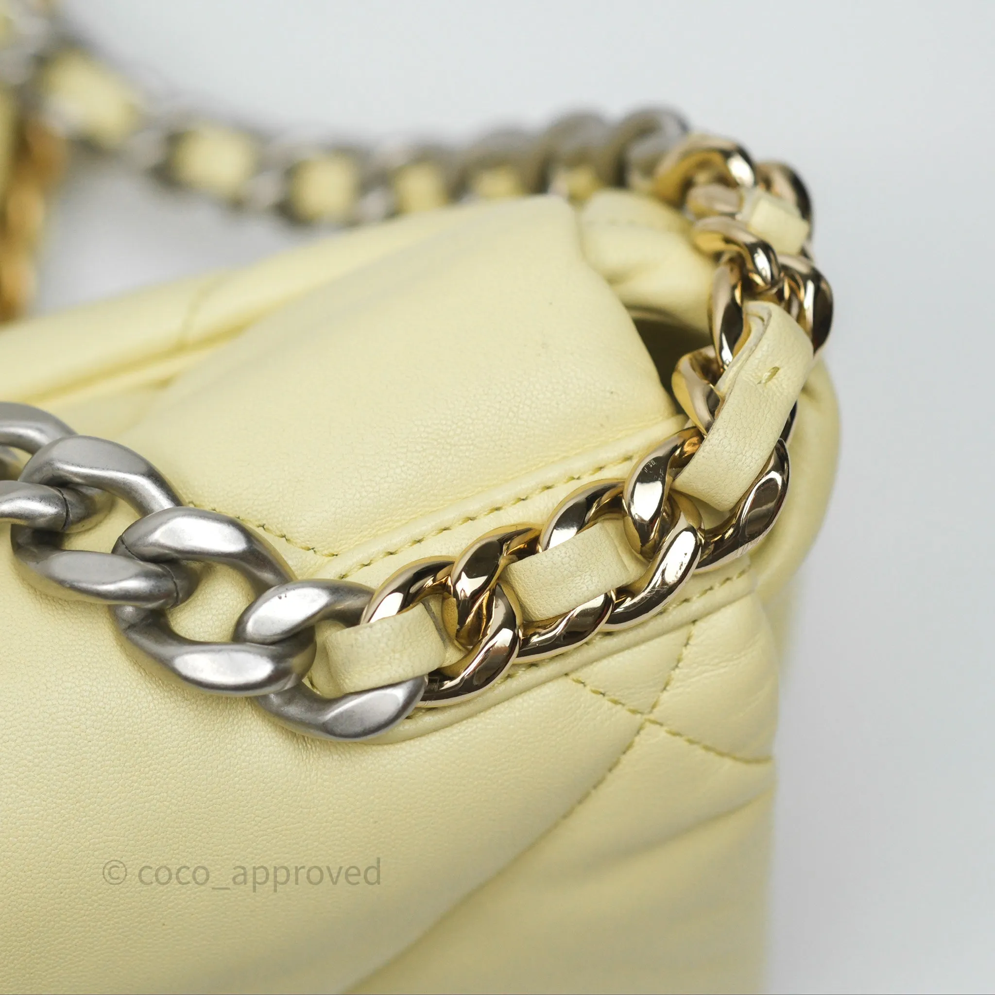 Chanel 19 Small Light Yellow Mixed Hardware