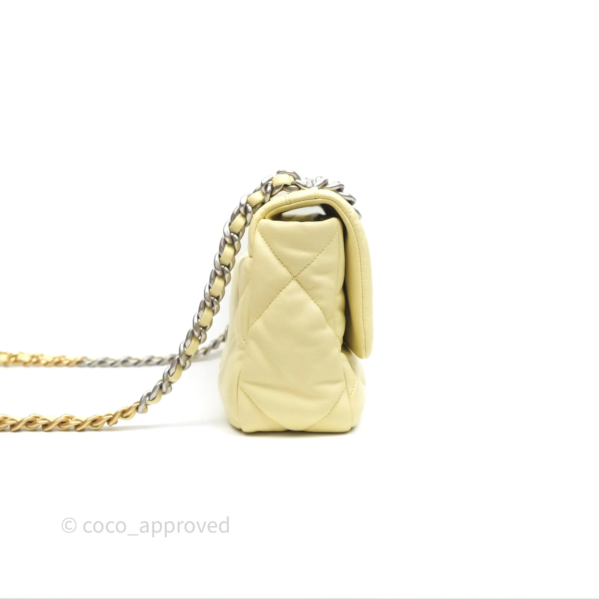 Chanel 19 Small Light Yellow Mixed Hardware