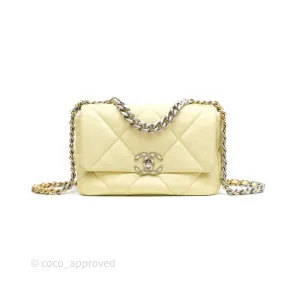 Chanel 19 Small Light Yellow Mixed Hardware