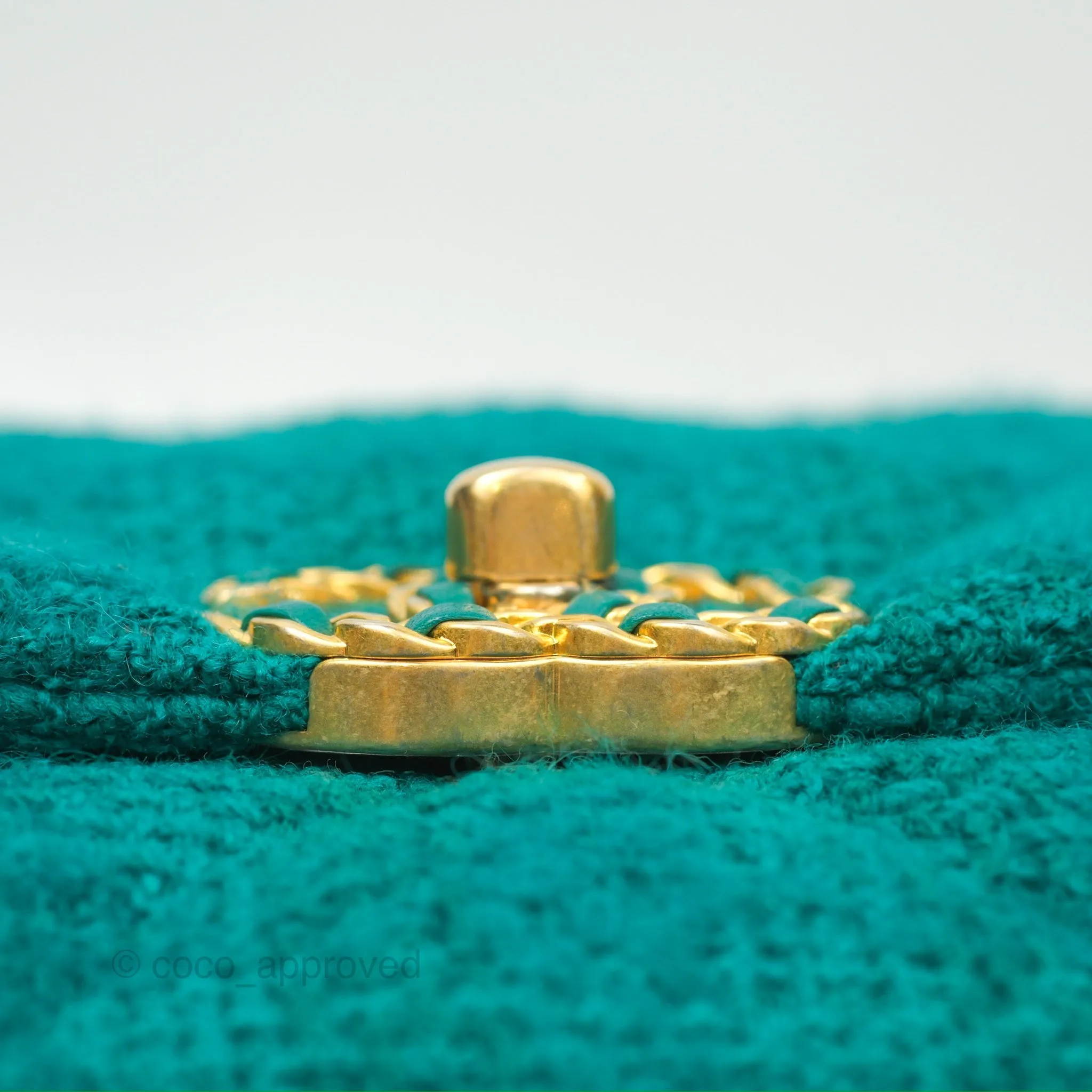 Chanel 19 Small Teal Green Tweed Mixed Hardware