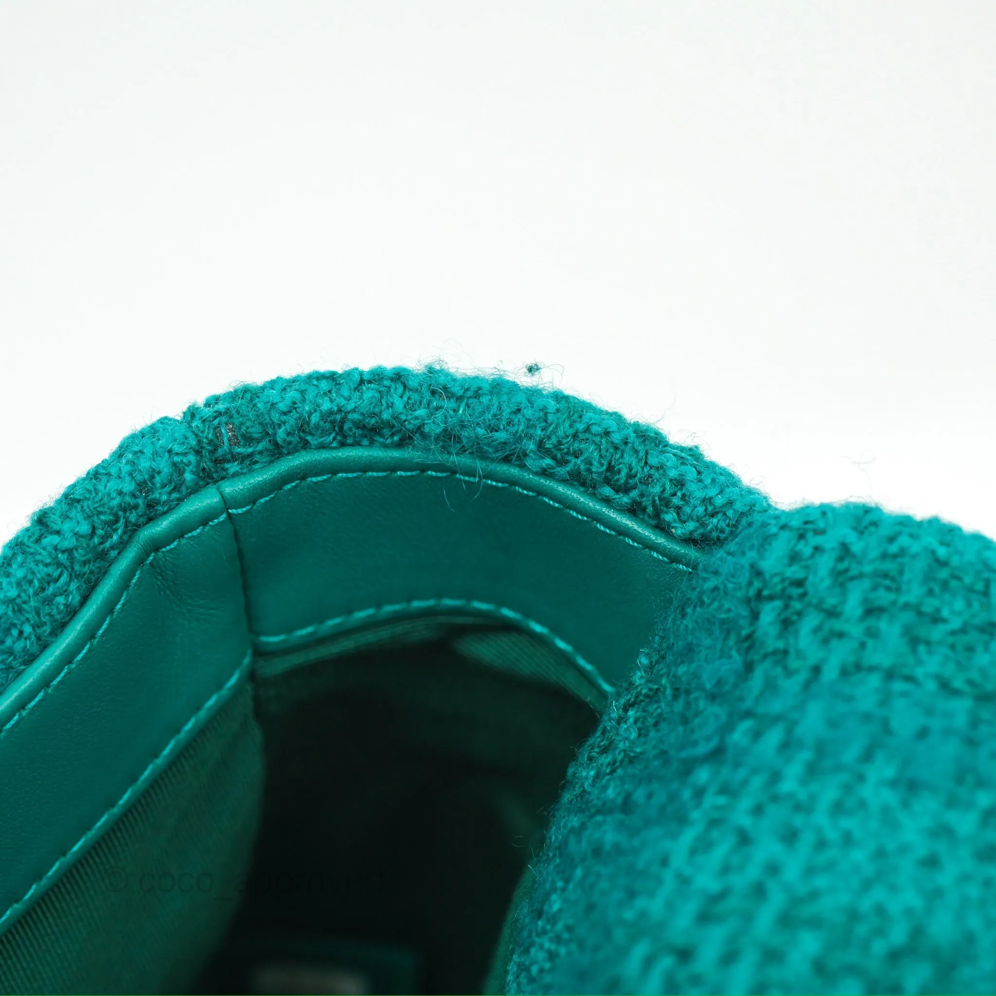 Chanel 19 Small Teal Green Tweed Mixed Hardware