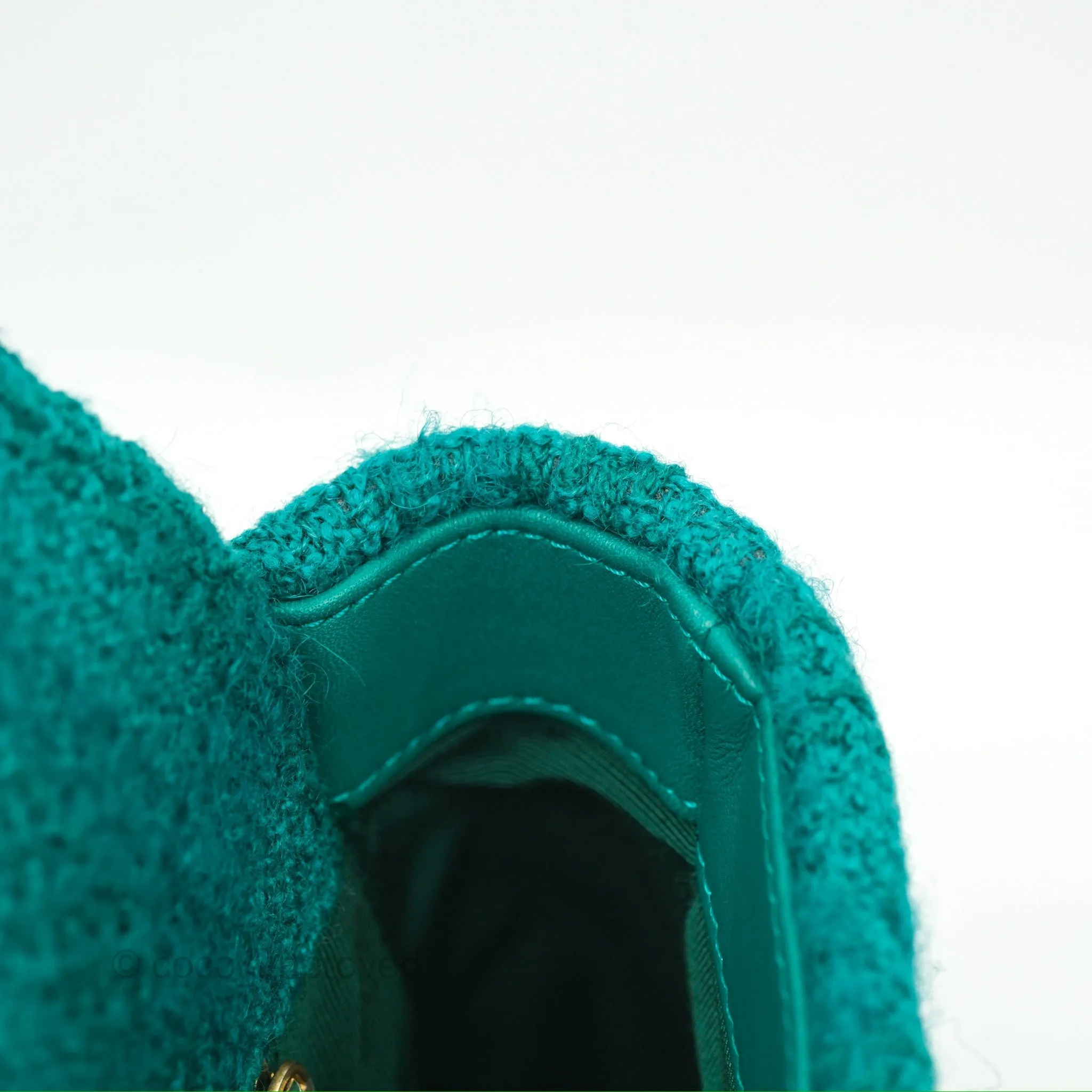 Chanel 19 Small Teal Green Tweed Mixed Hardware