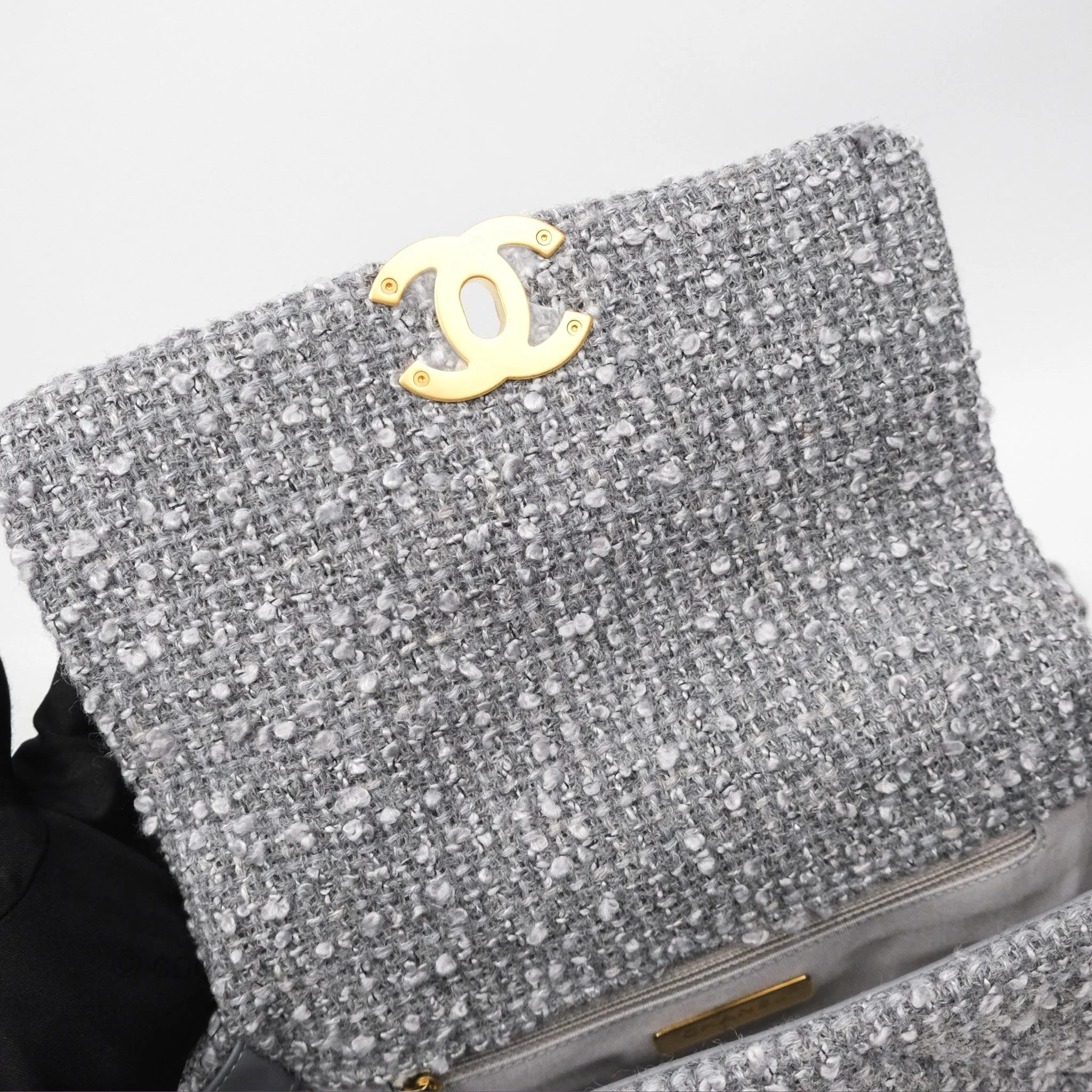 Chanel 19 Small Tweed Grey Mixed Hardware
