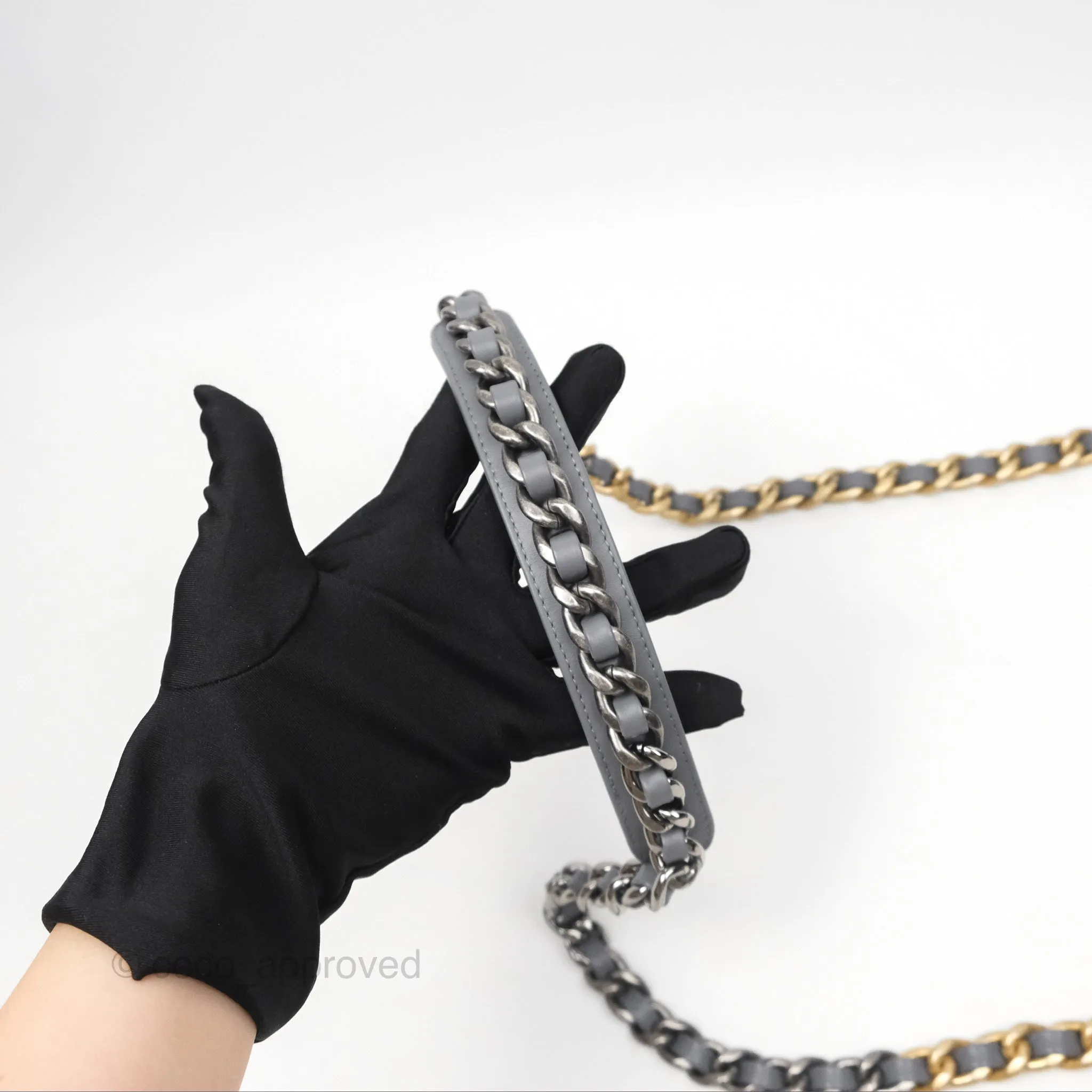 Chanel 19 Small Tweed Grey Mixed Hardware