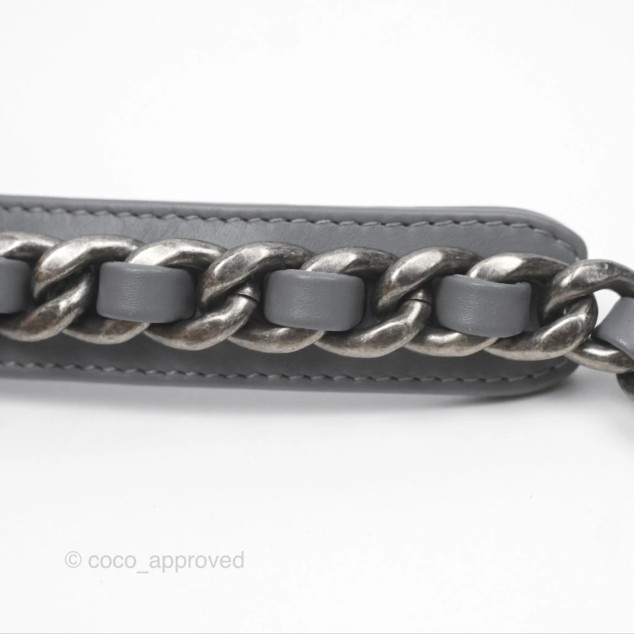 Chanel 19 Small Tweed Grey Mixed Hardware