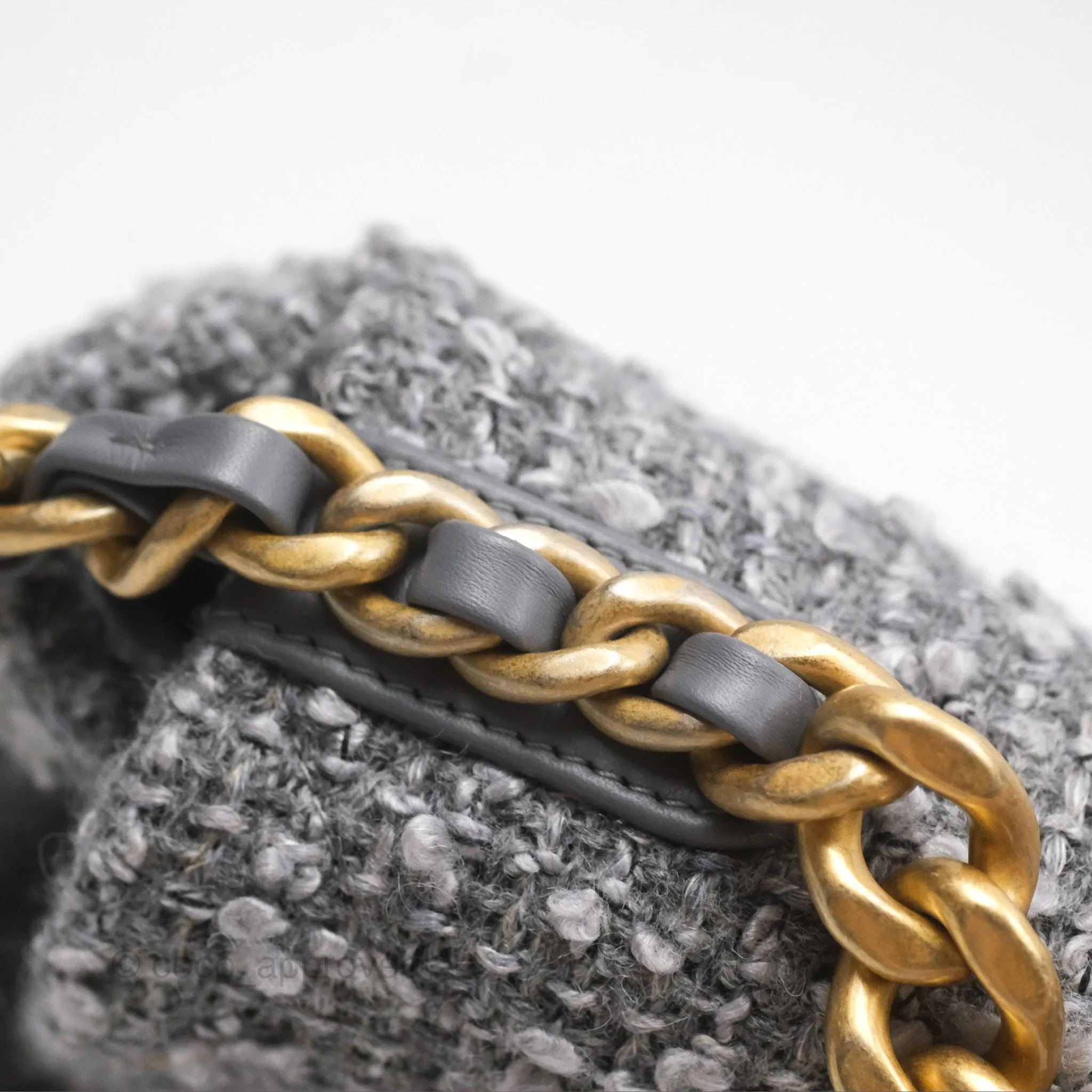 Chanel 19 Small Tweed Grey Mixed Hardware