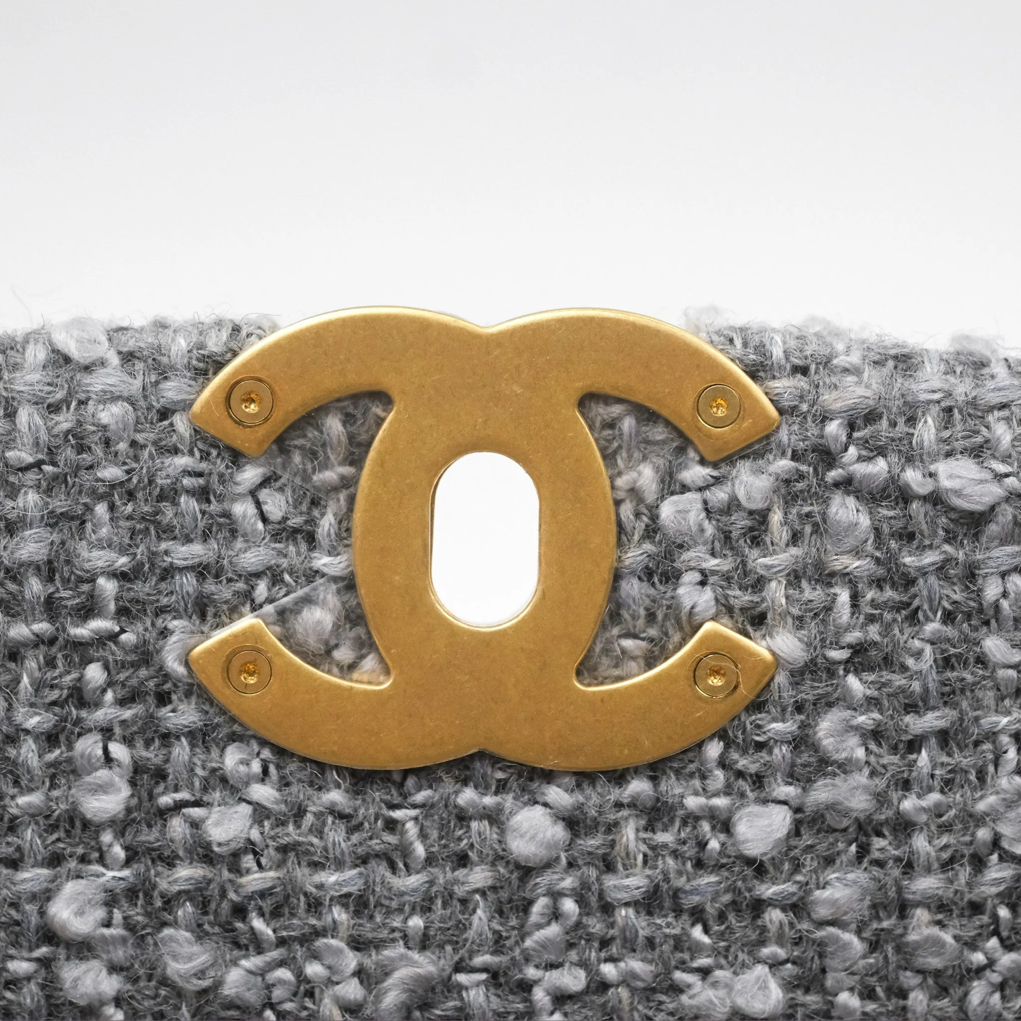 Chanel 19 Small Tweed Grey Mixed Hardware