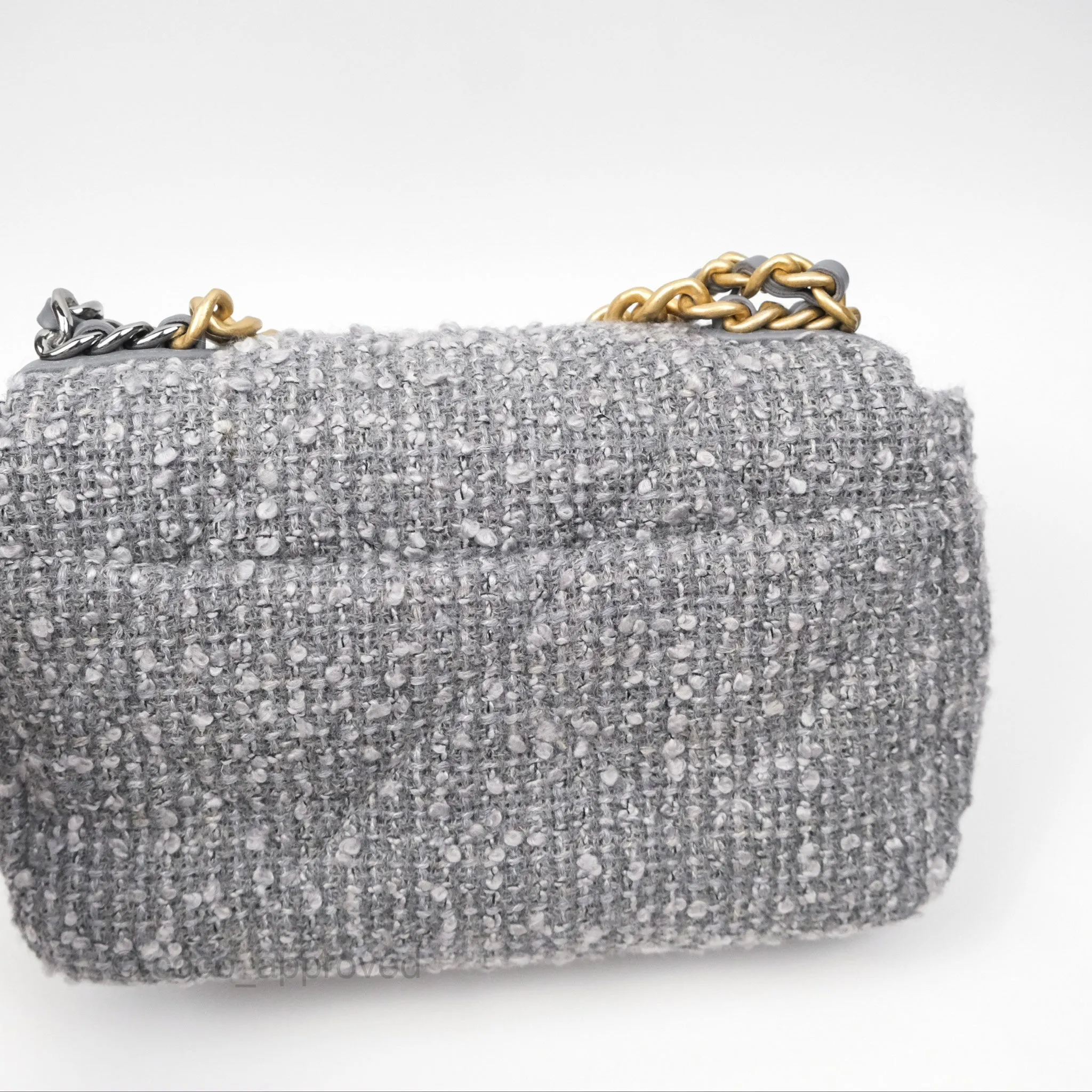 Chanel 19 Small Tweed Grey Mixed Hardware