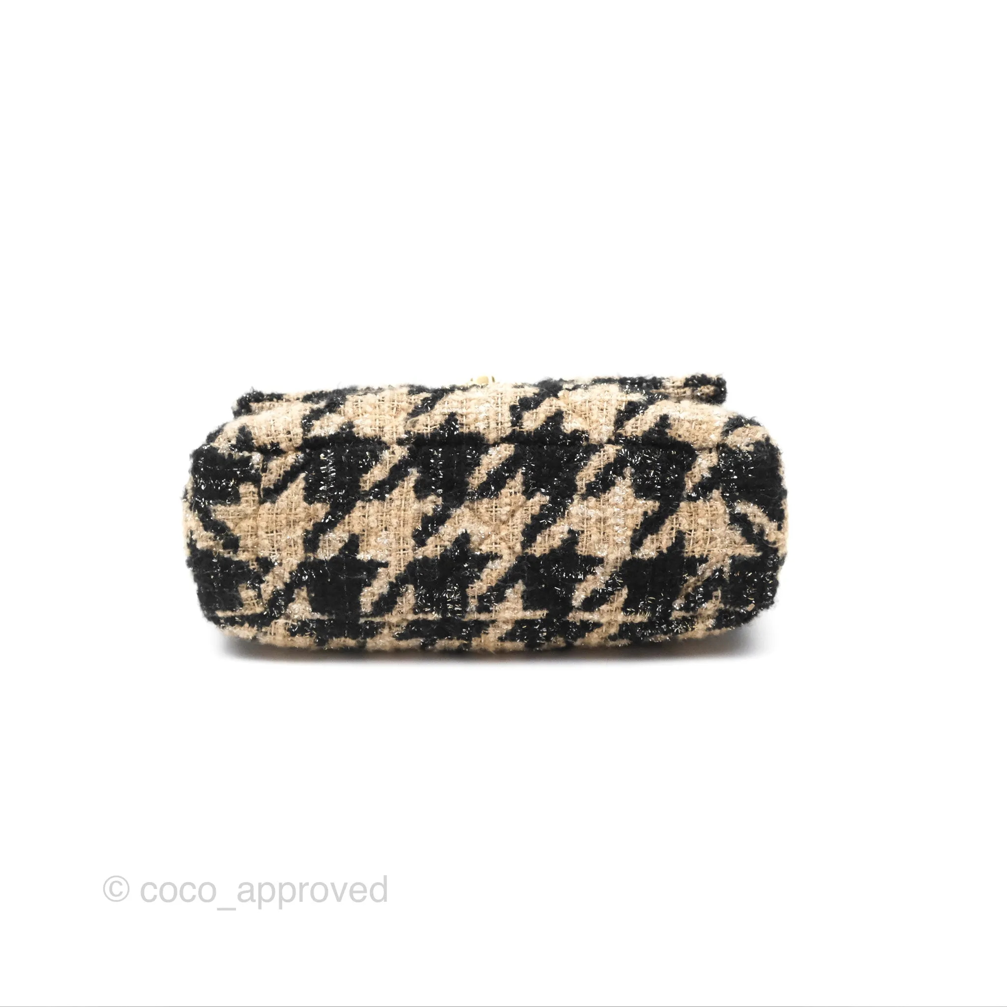 Chanel 19 Small Tweed Houndstooth Black Beige Mixed Hardware